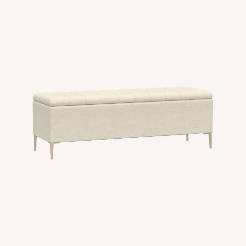 Used Pottery Barn Anya Tufted Upholstered Storage Bench for sale on AptDeco