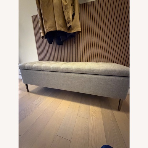 Used Pottery Barn Anya Tufted Upholstered Storage Bench for sale on AptDeco