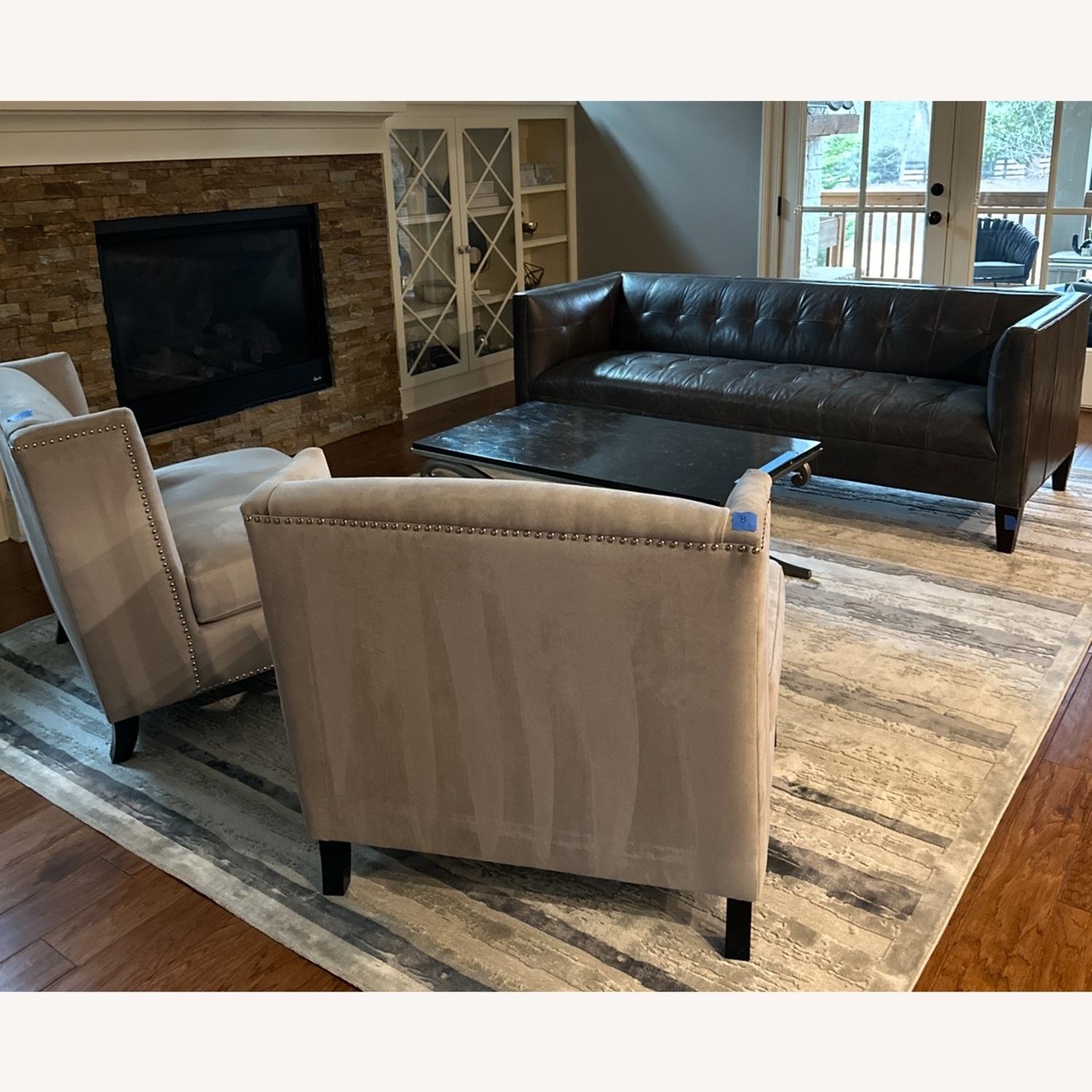 Mitchell Gold + Bob Williams Gray Leather Sofa - image-5