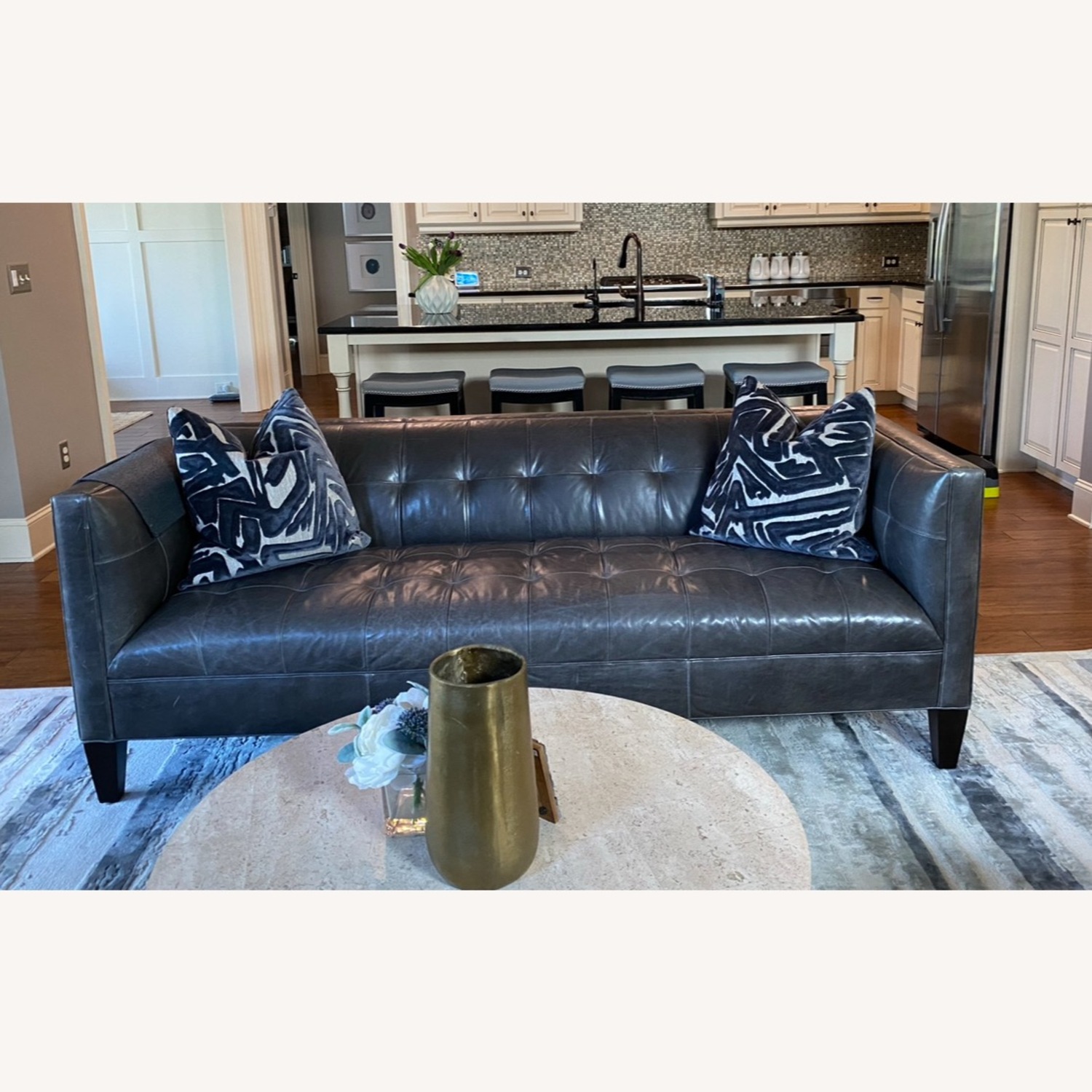 Mitchell Gold + Bob Williams Gray Leather Sofa - image-2