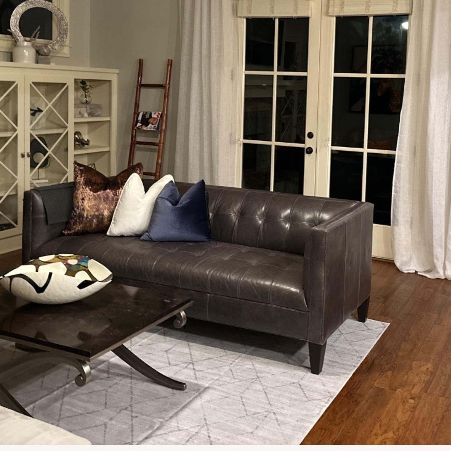 Mitchell Gold + Bob Williams Gray Leather Sofa - image-1