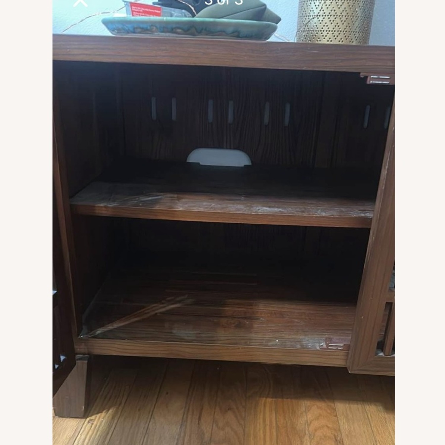 Crate & Barrel Marin Shiitake Dark Brown Wood Media Storage - image-3