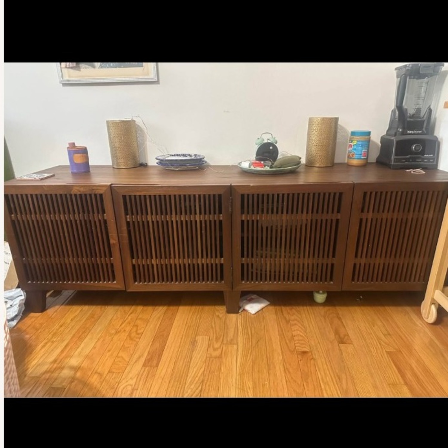 Crate & Barrel Marin Shiitake Dark Brown Wood Media Storage - image-2