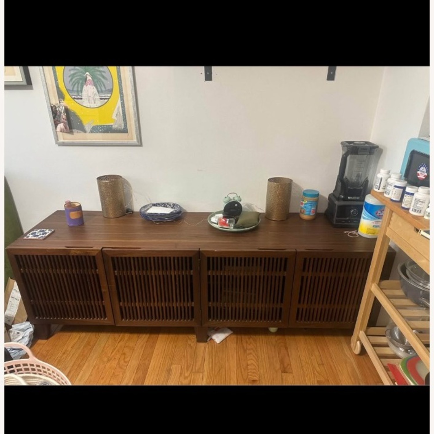 Crate & Barrel Marin Shiitake Dark Brown Wood Media Storage - image-1