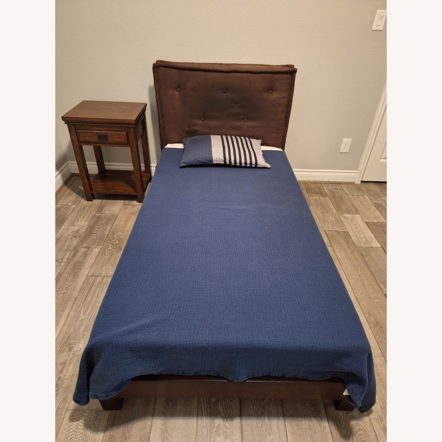 Pottery Barn Teen Dark Brown Wood Twin Bed - image-1