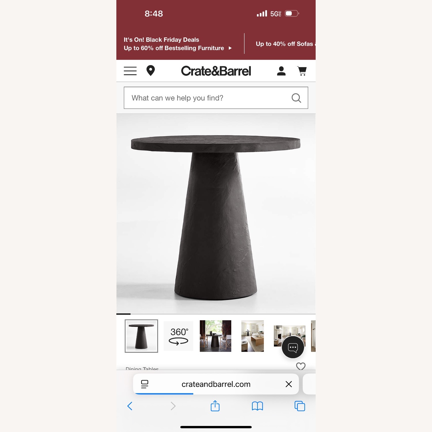 Crate & Barrel Bistro Table 32” - image-2