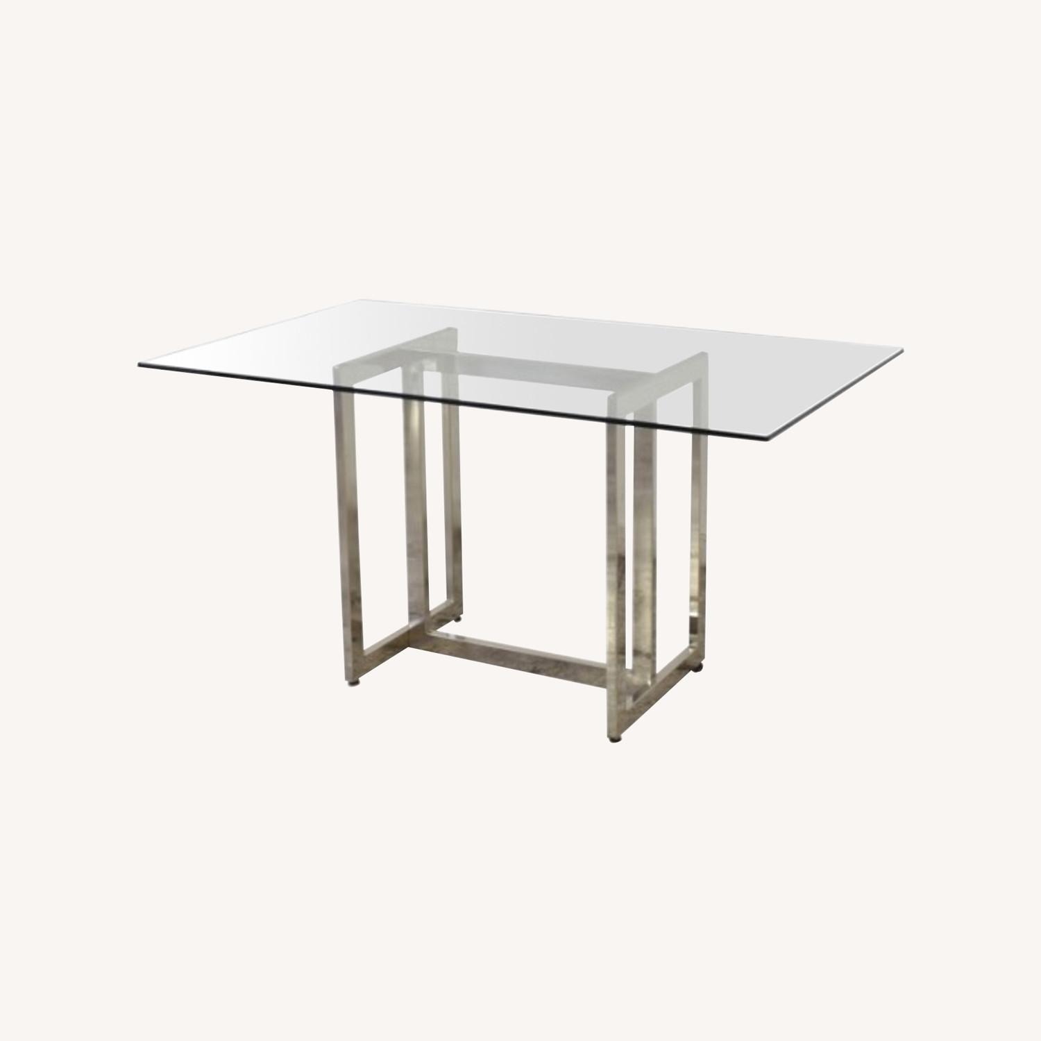 West Elm Silver 60" Chrome and Glass Dining Table - image-0