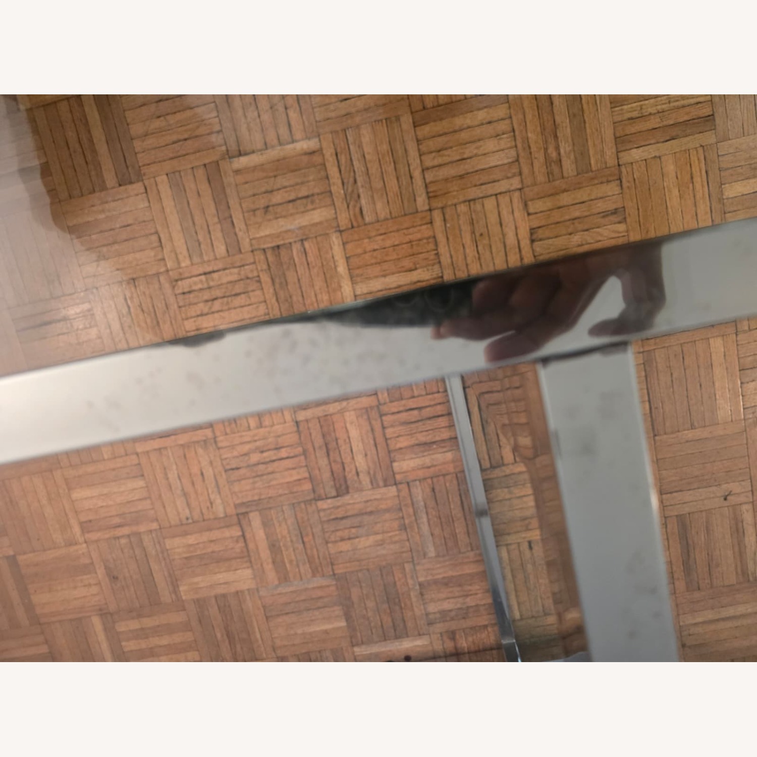 West Elm Silver 60" Chrome and Glass Dining Table - image-4