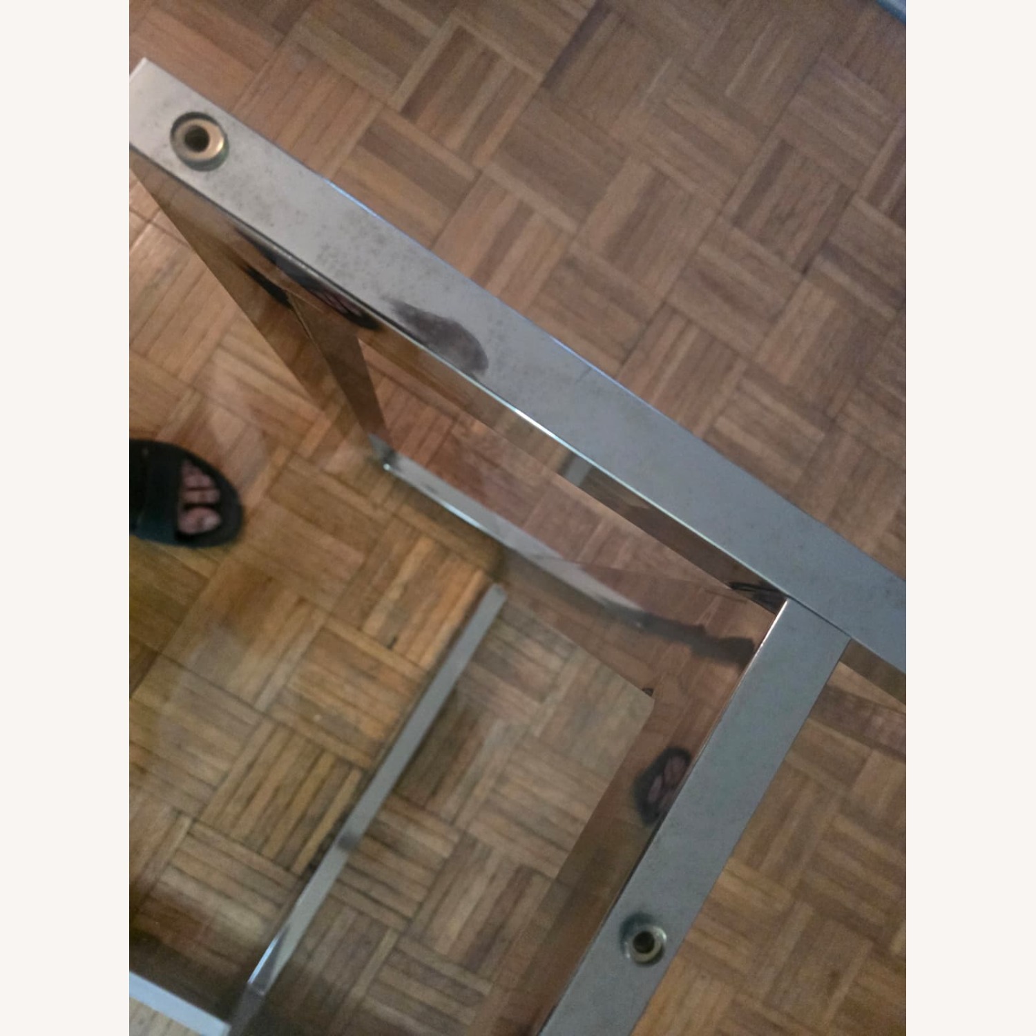 West Elm Silver 60" Chrome and Glass Dining Table - image-6