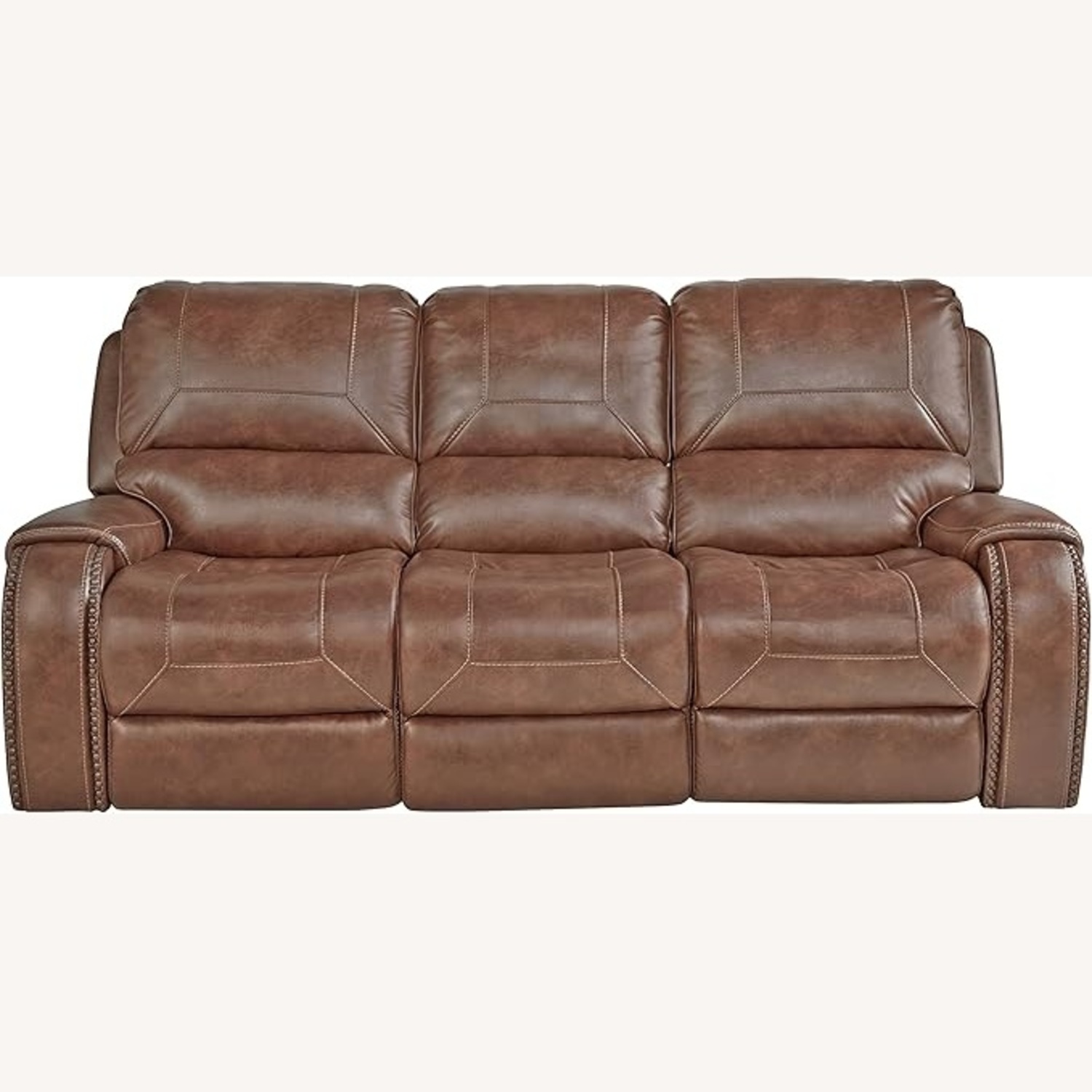 Dark Brown Leather 3+ Seater Sofa - image-4