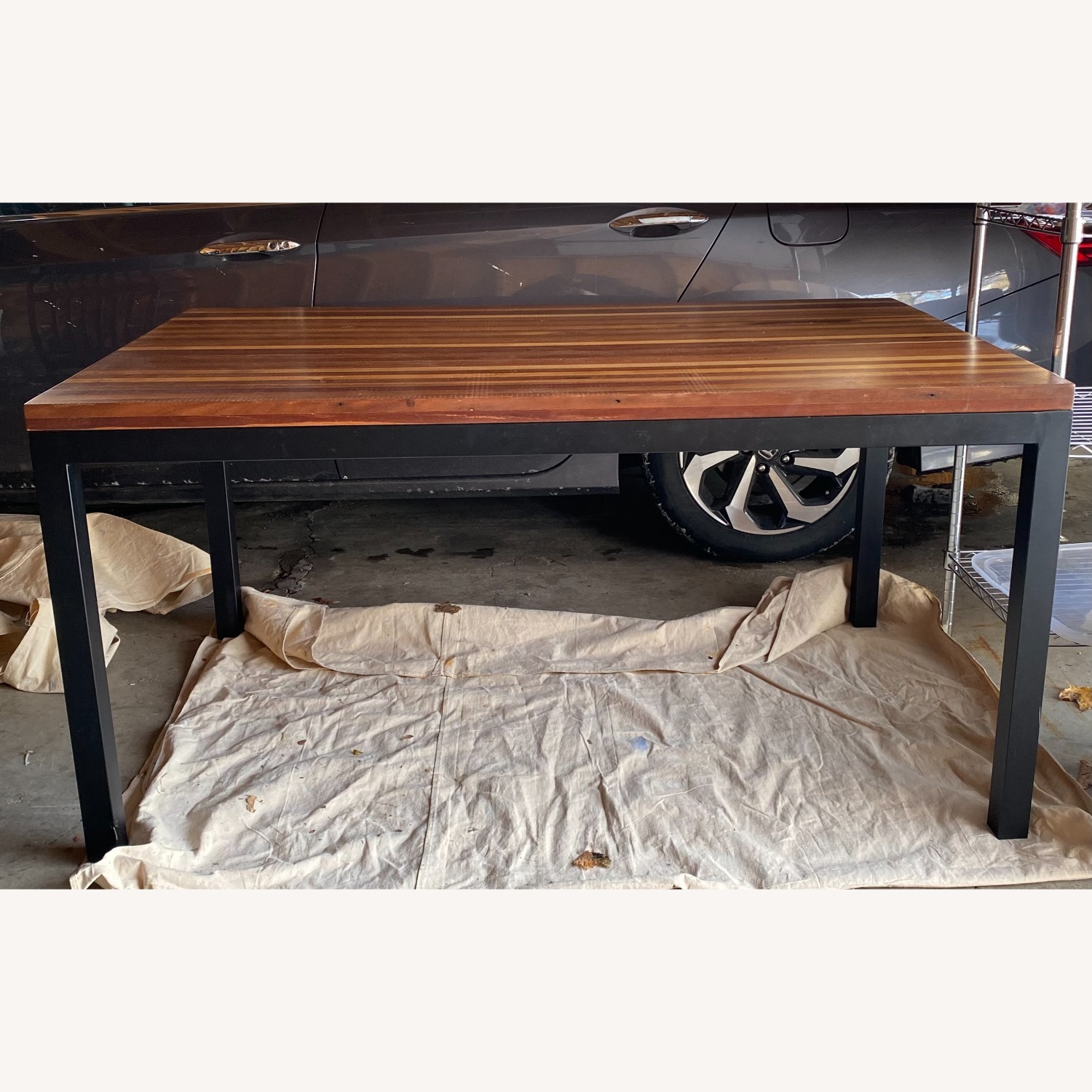 Crate & Barrel Parsons Recycled Multi-Wood Dining Table - image-3