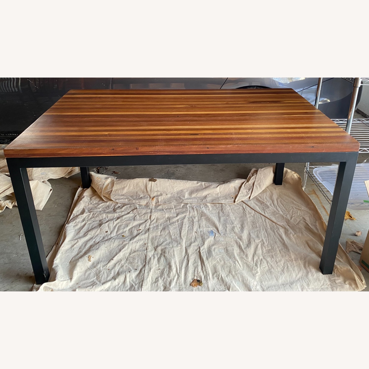 Crate & Barrel Parsons Recycled Multi-Wood Dining Table - image-1