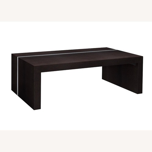 Used Pearlescent Dark Brown Wood Coffee Table for sale on AptDeco