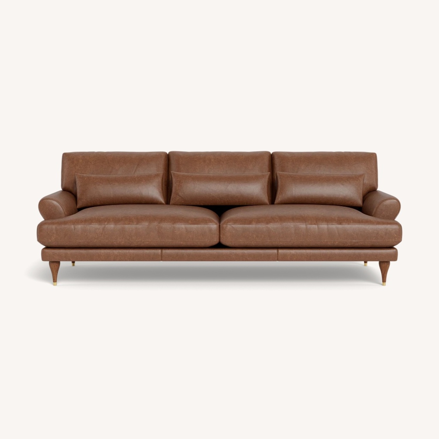 Interior Define Light Brown Leather 2 Seater Sofa - image-5