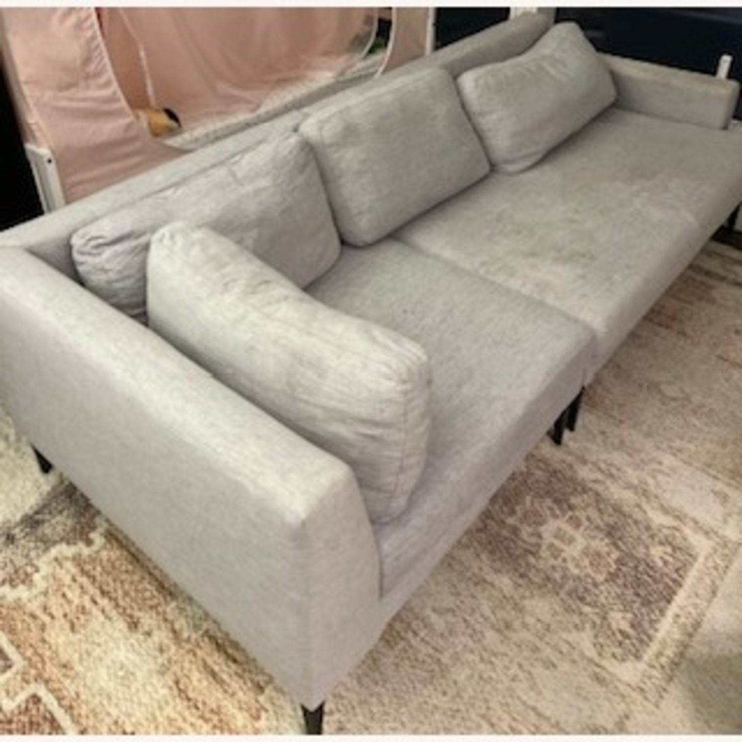 West Elm Andes Light Gray Linen 3+ Seater Sofa - image-1