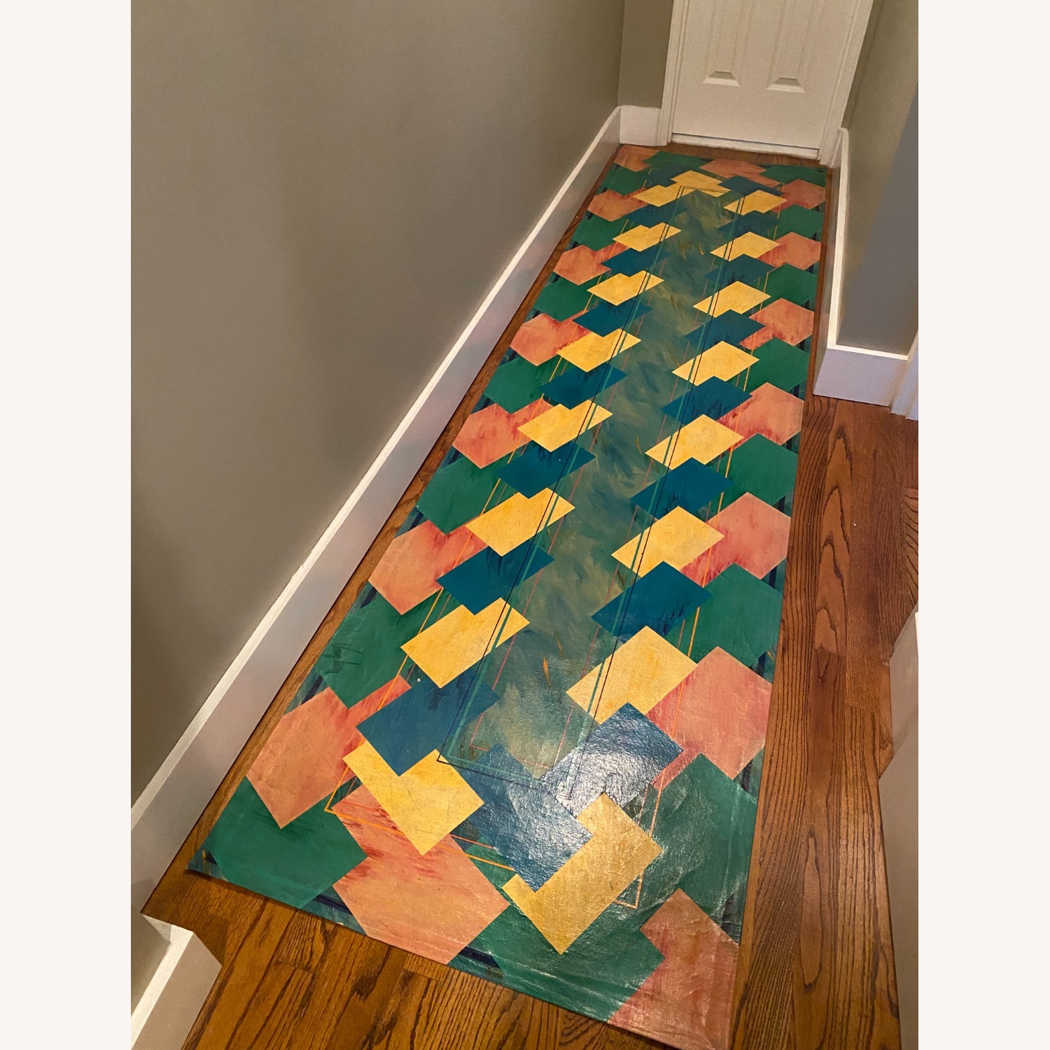 Hand-painted Floor Cloth 2' 6" x 10' - image-1