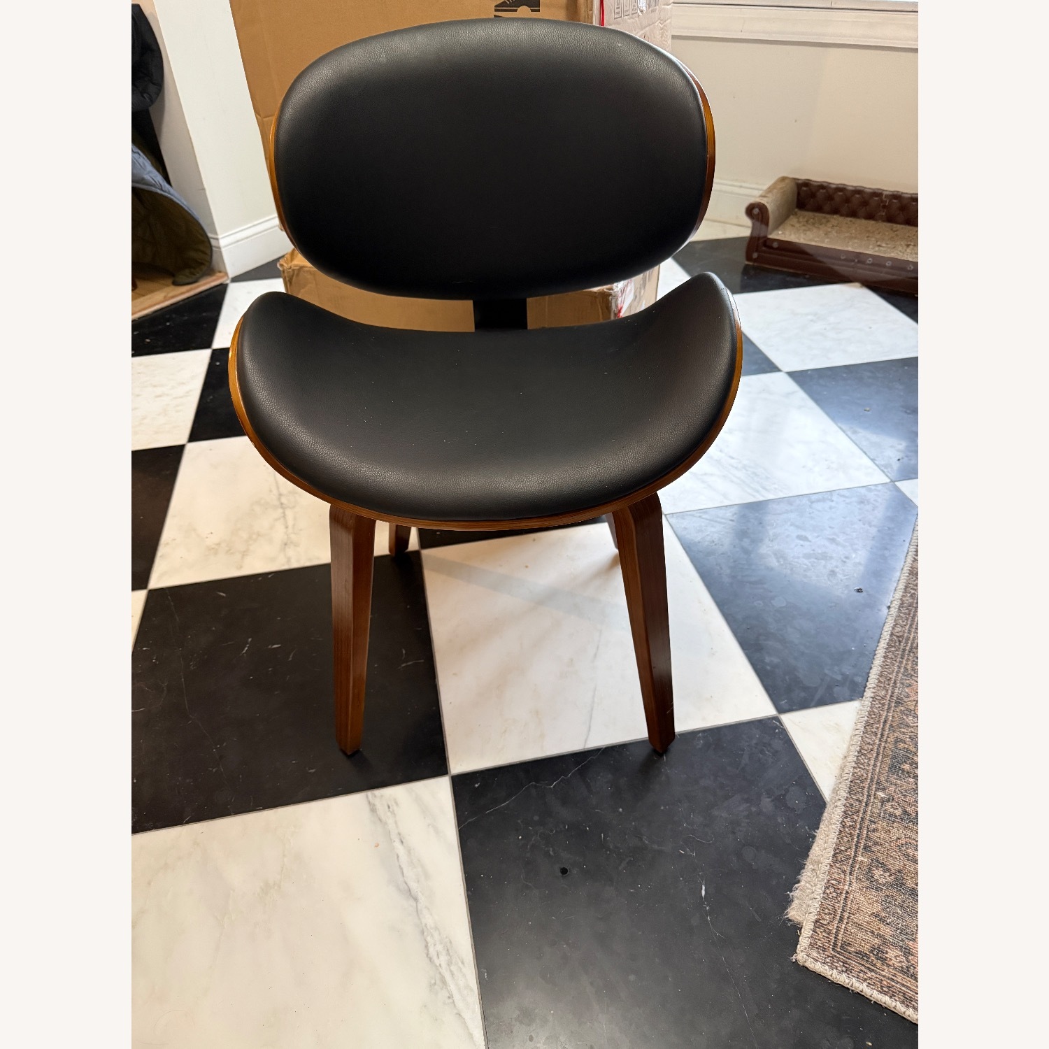 Black Faux Leather Dining Chairs - image-9
