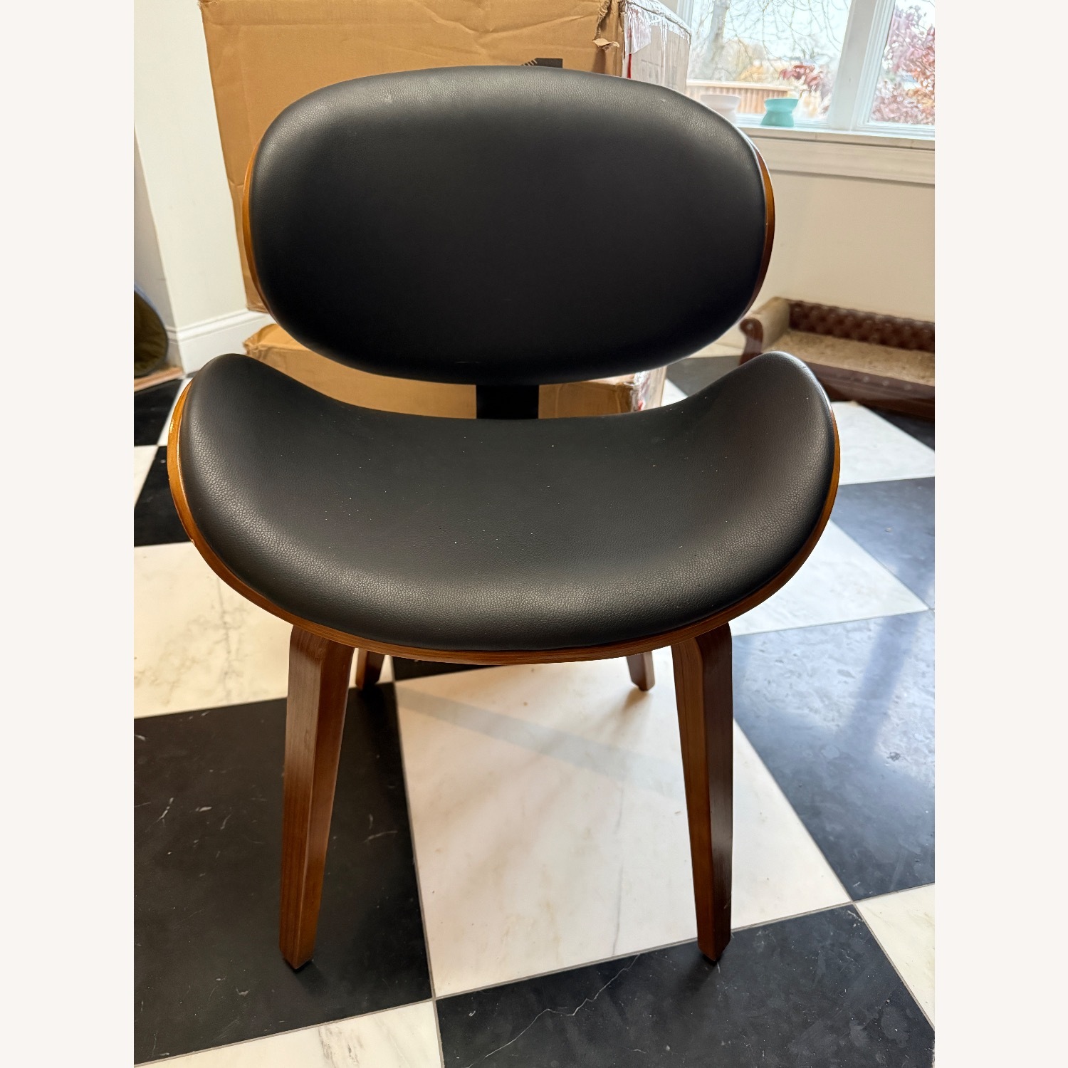 Black Faux Leather Dining Chairs - image-2