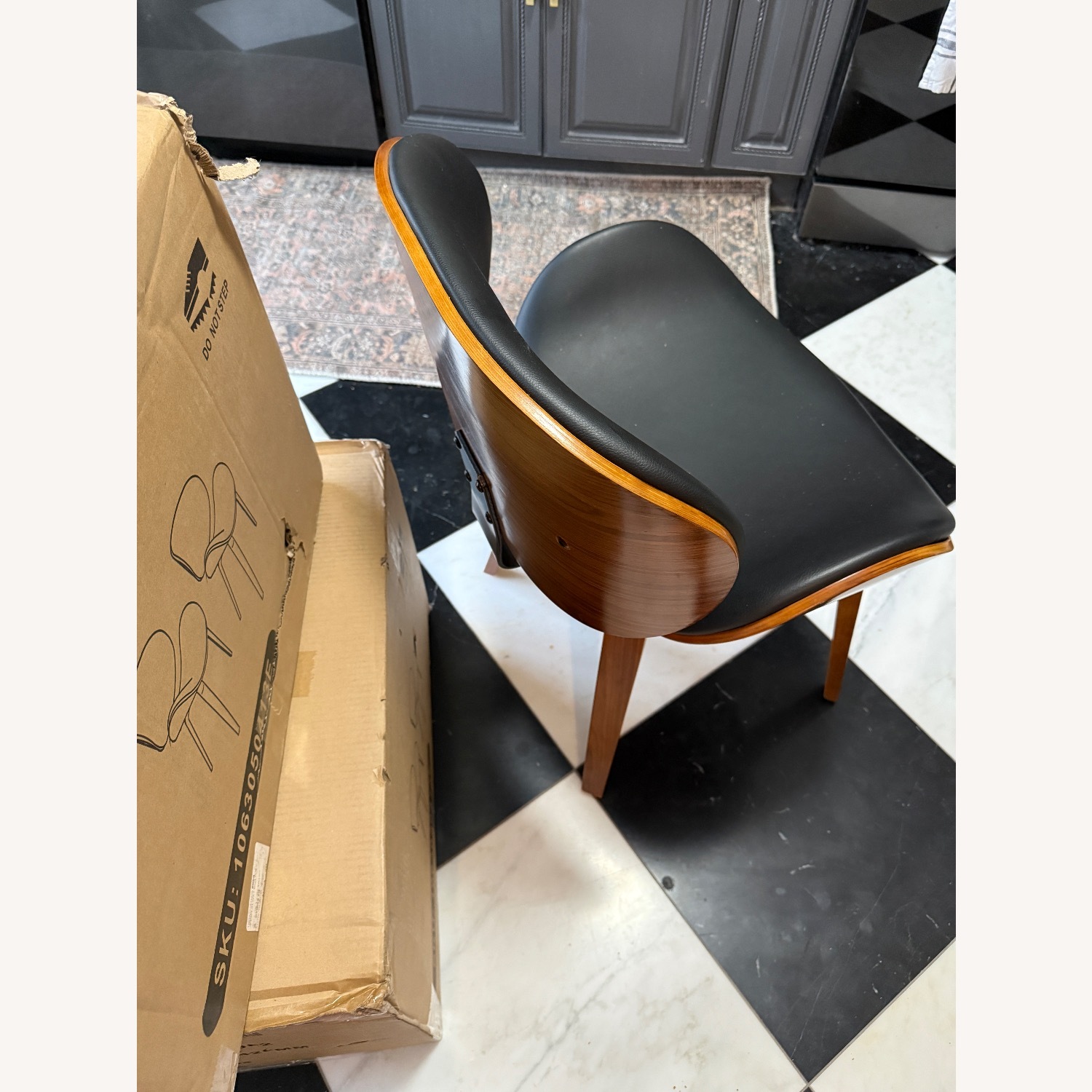 Black Faux Leather Dining Chairs - image-3