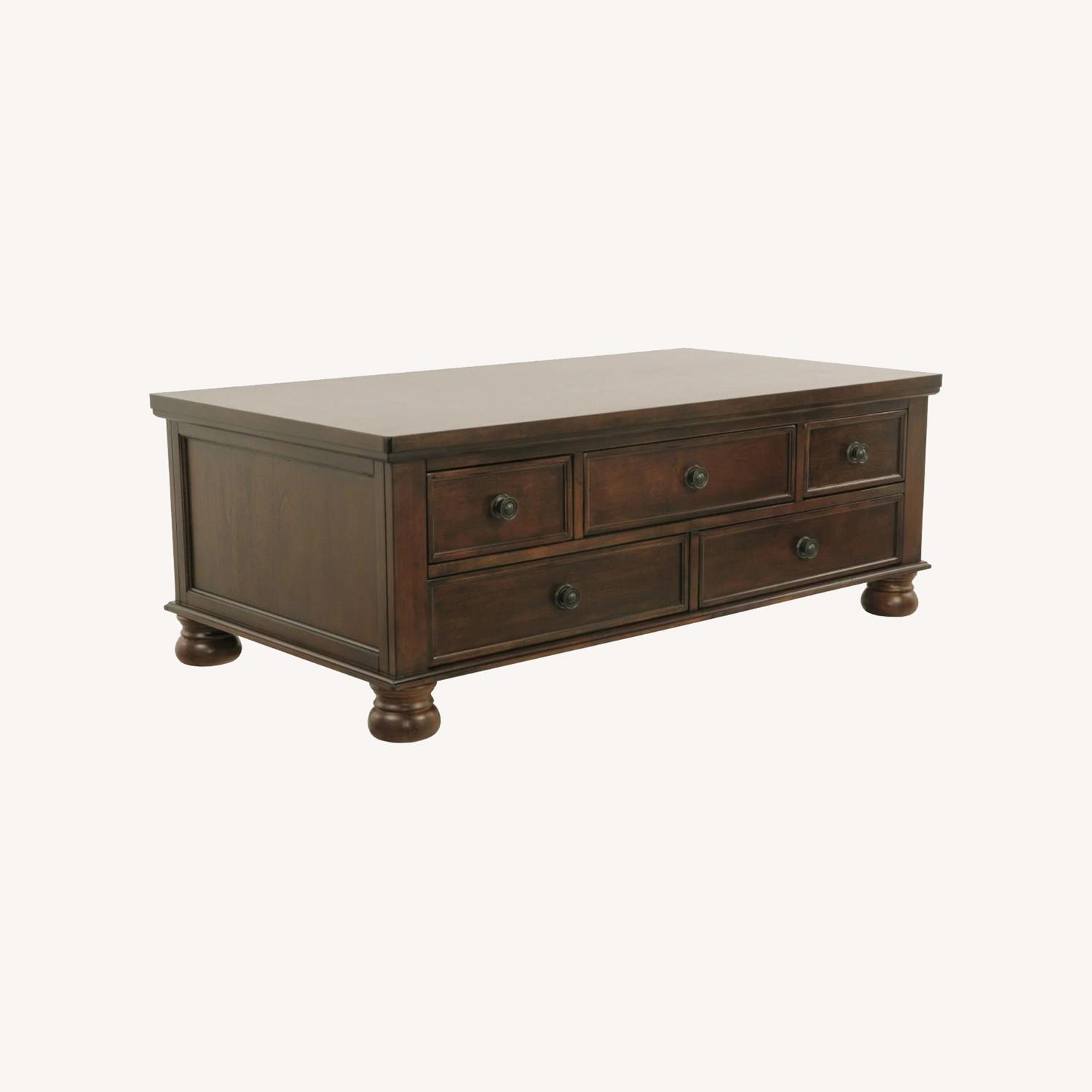 Living Spaces Dark Brown Wood Coffee Table - image-0