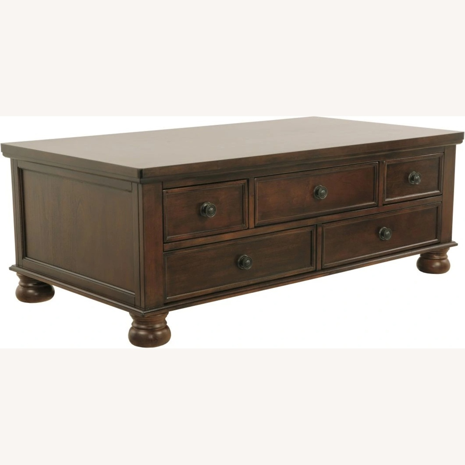 Living Spaces Dark Brown Wood Coffee Table - image-4