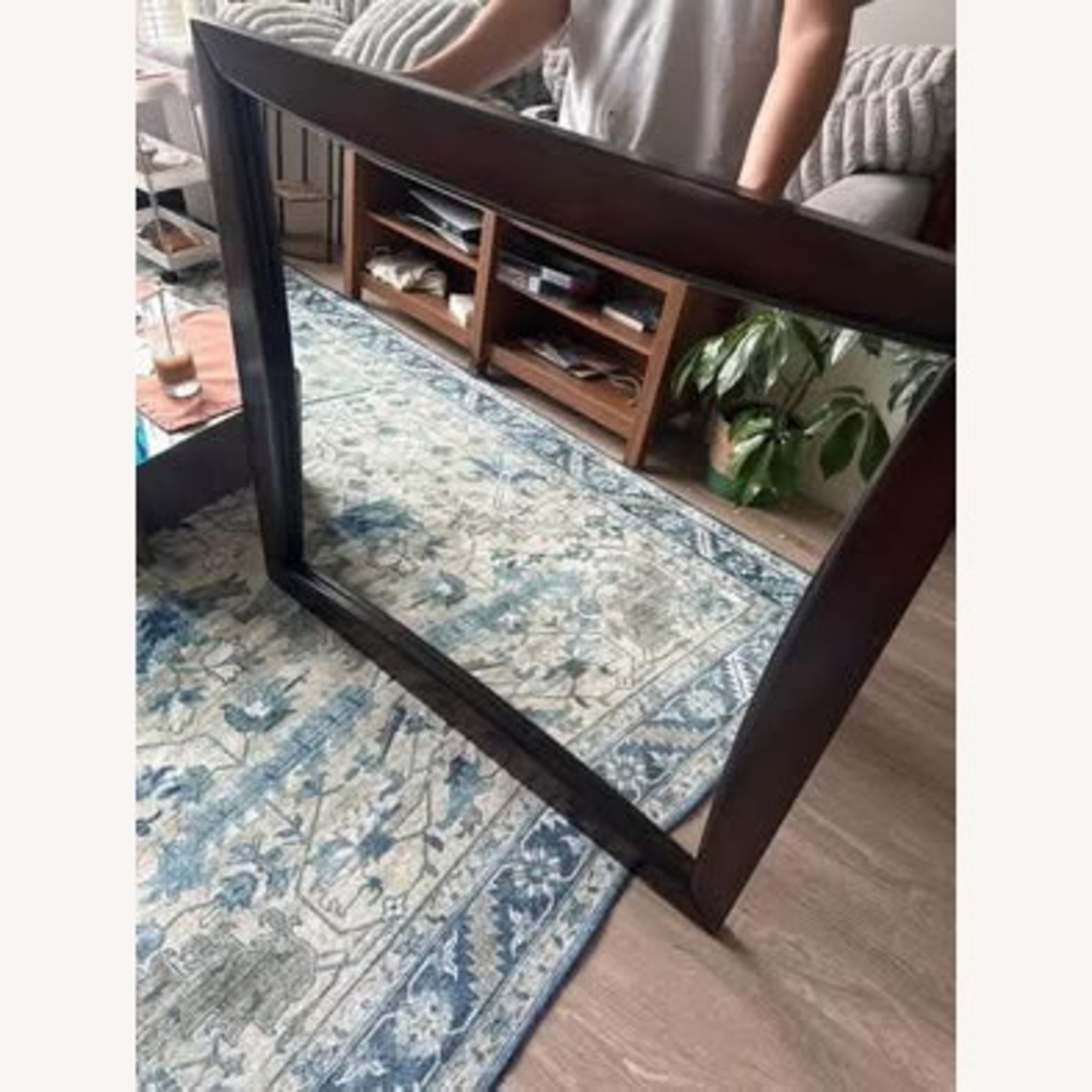 Large Vintage Hanging Wood Frame Mirror  - image-3