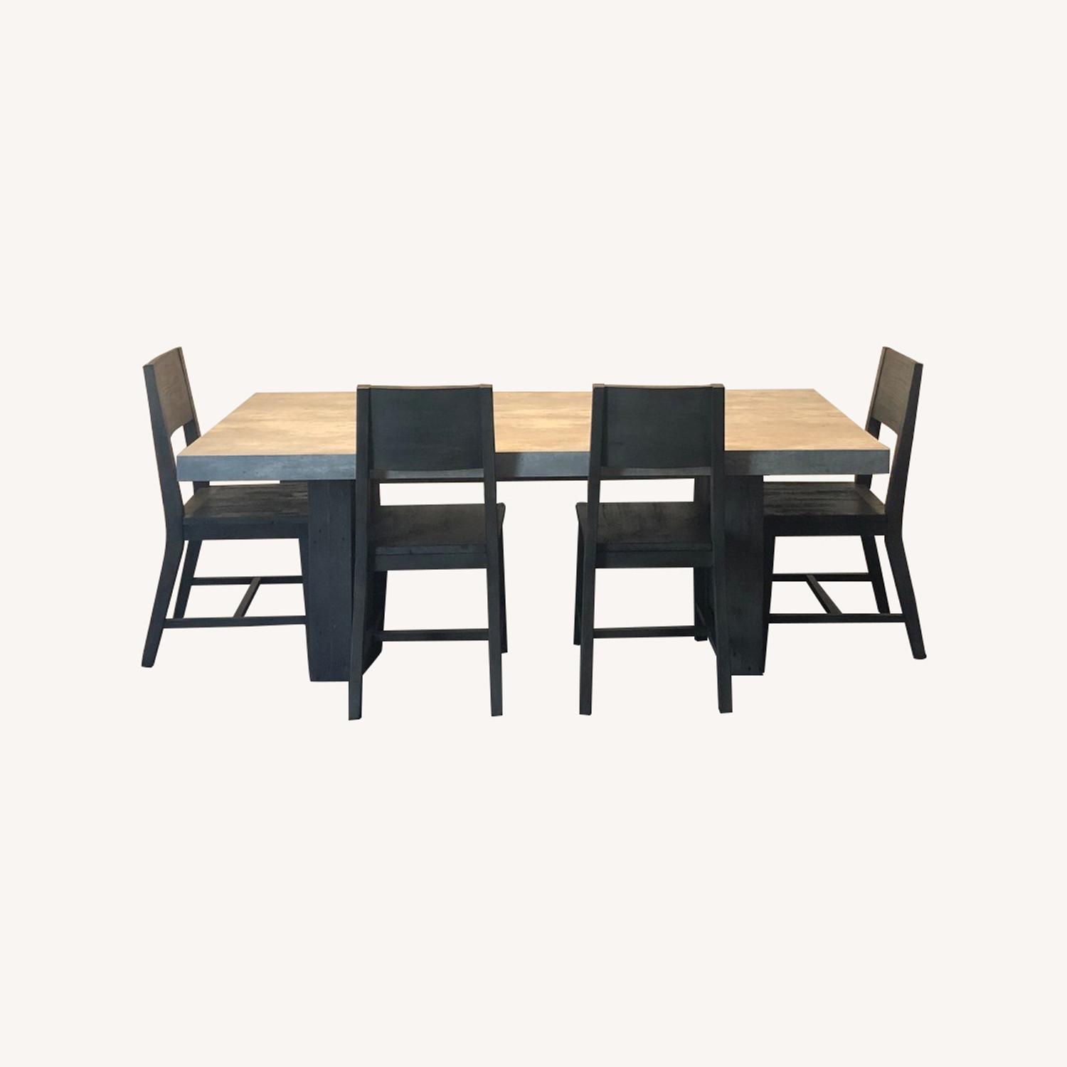 Living Spaces Titan Light Gray Wood Veneer Dining Set - image-0