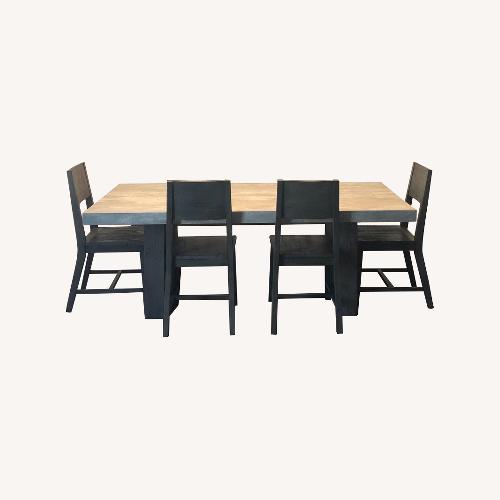 Used Living Spaces Titan Light Gray Wood Veneer Dining Set for sale on AptDeco