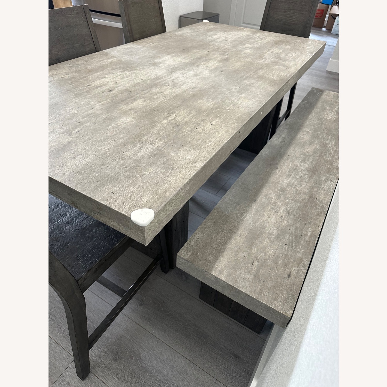 Living Spaces Titan Light Gray Wood Veneer Dining Set - image-3