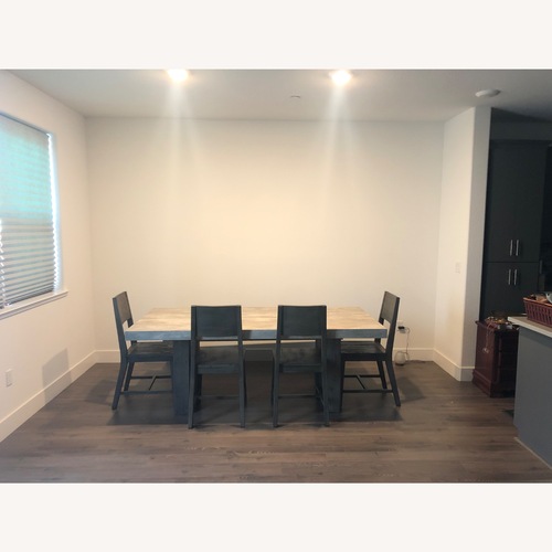 Used Living Spaces Titan Light Gray Wood Veneer Dining Set for sale on AptDeco