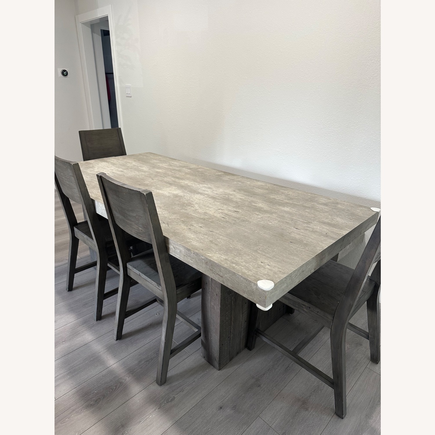 Living Spaces Titan Light Gray Wood Veneer Dining Set - image-2