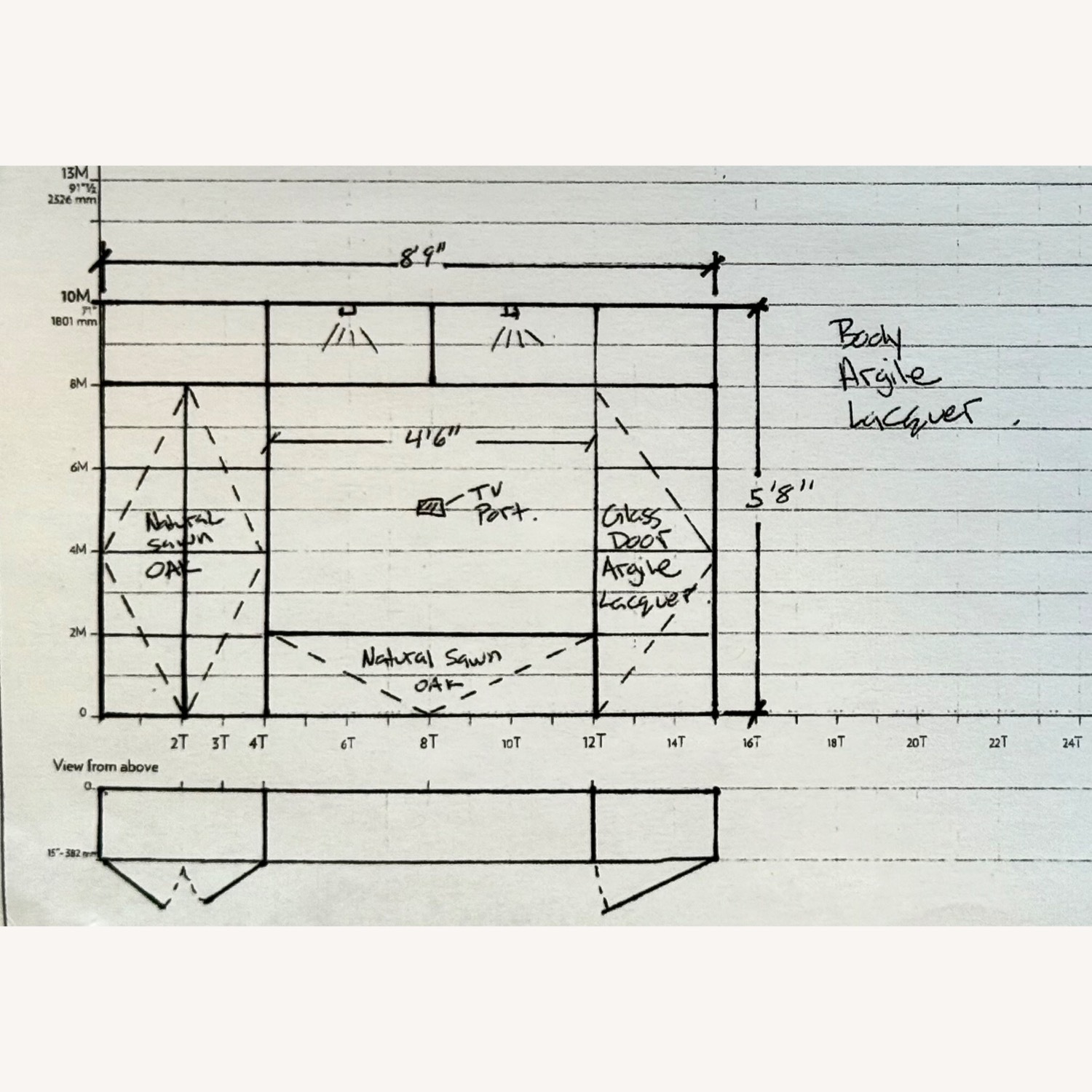 Ligne Roset Gray/Oak Wall Entertainment Unit - image-2