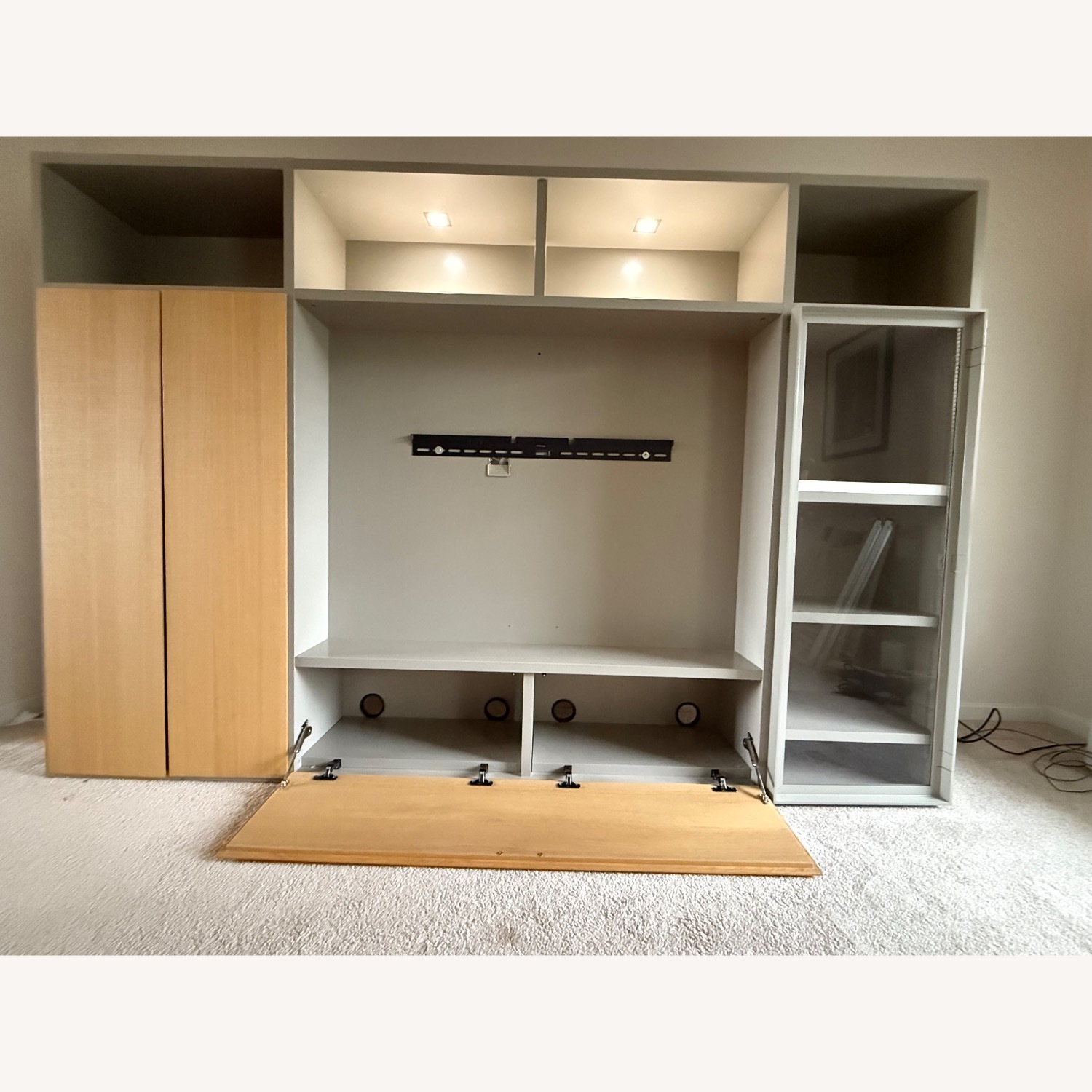 Ligne Roset Gray/Oak Wall Entertainment Unit - image-3