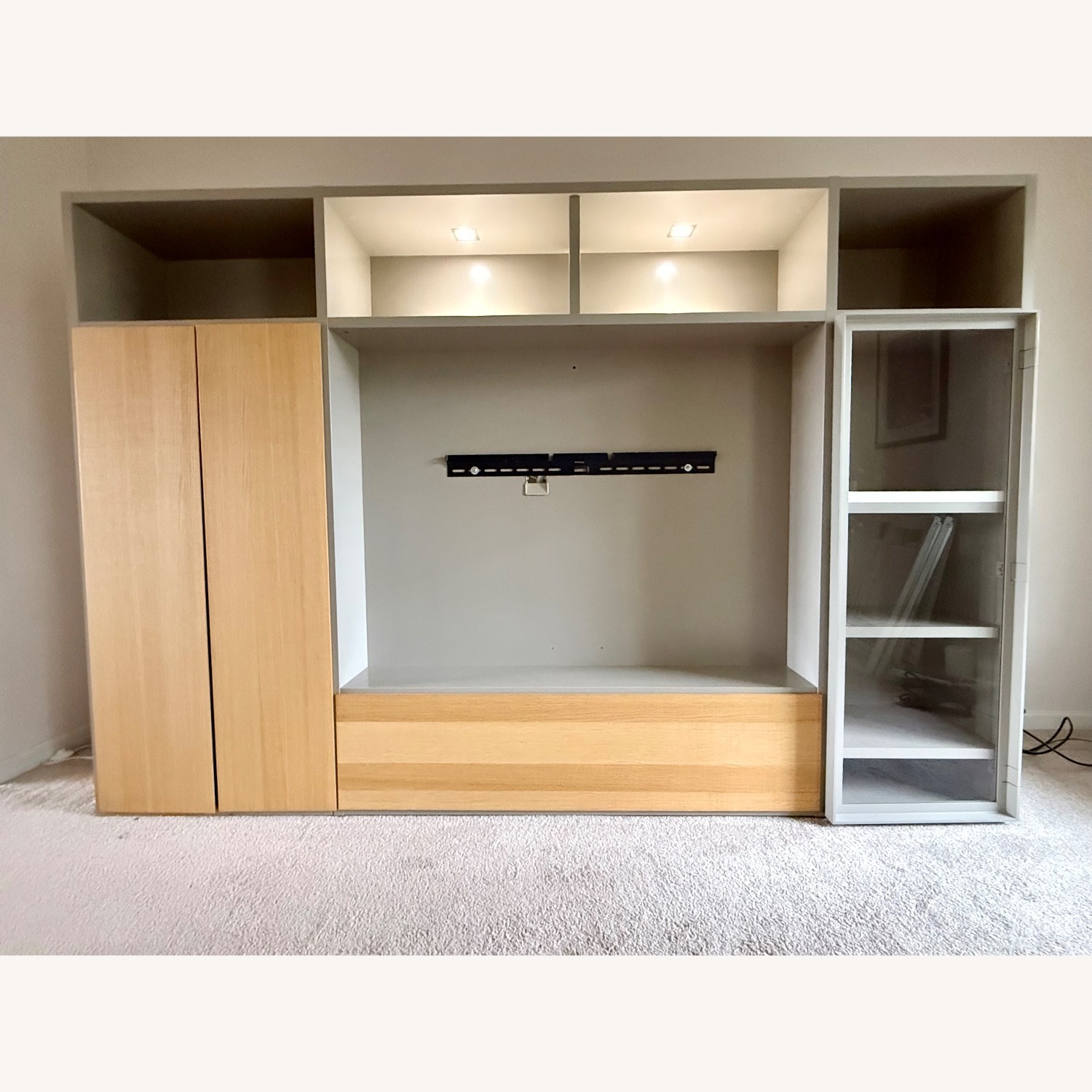 Ligne Roset Gray/Oak Wall Entertainment Unit - image-1