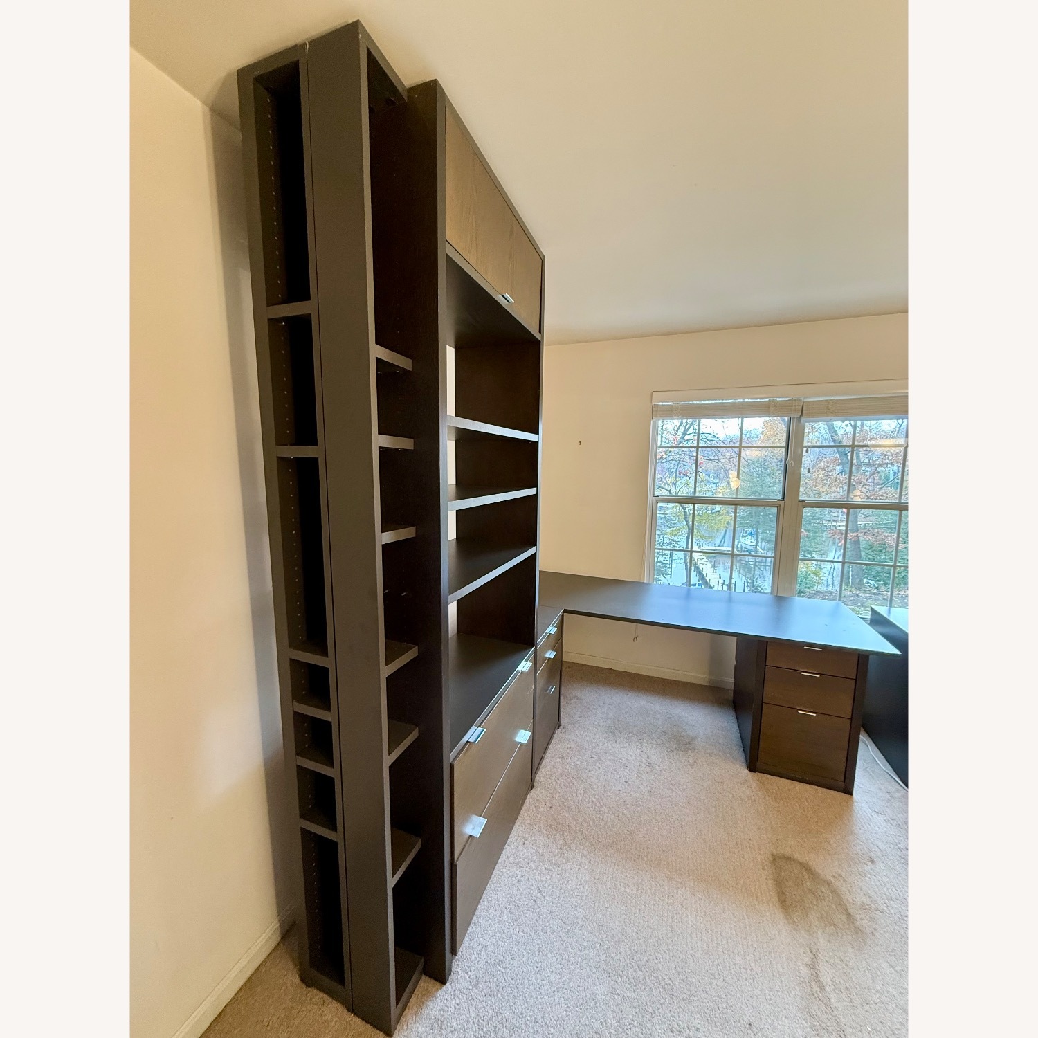 L-Shape Composite Wall Unit: Desk, Files, Shelves - image-2