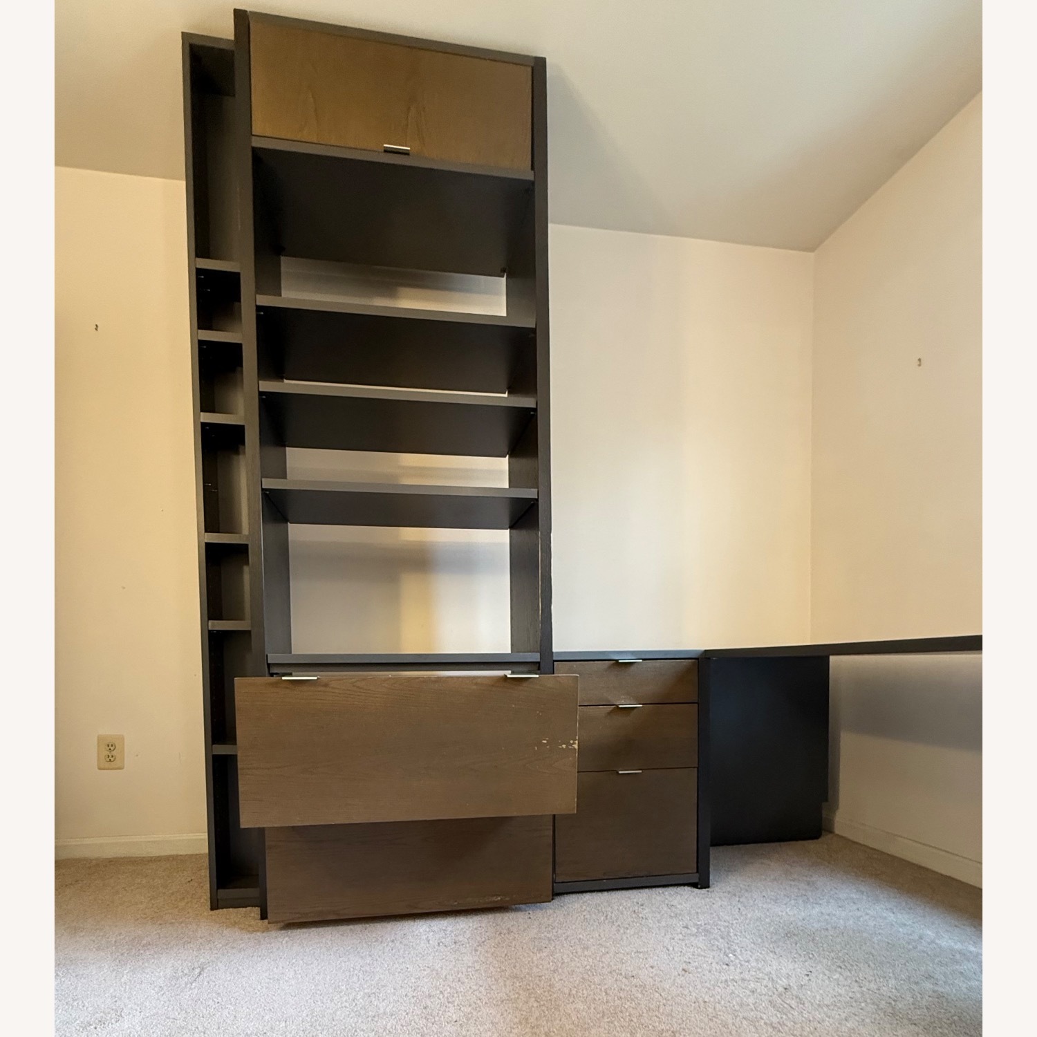 L-Shape Composite Wall Unit: Desk, Files, Shelves - image-11