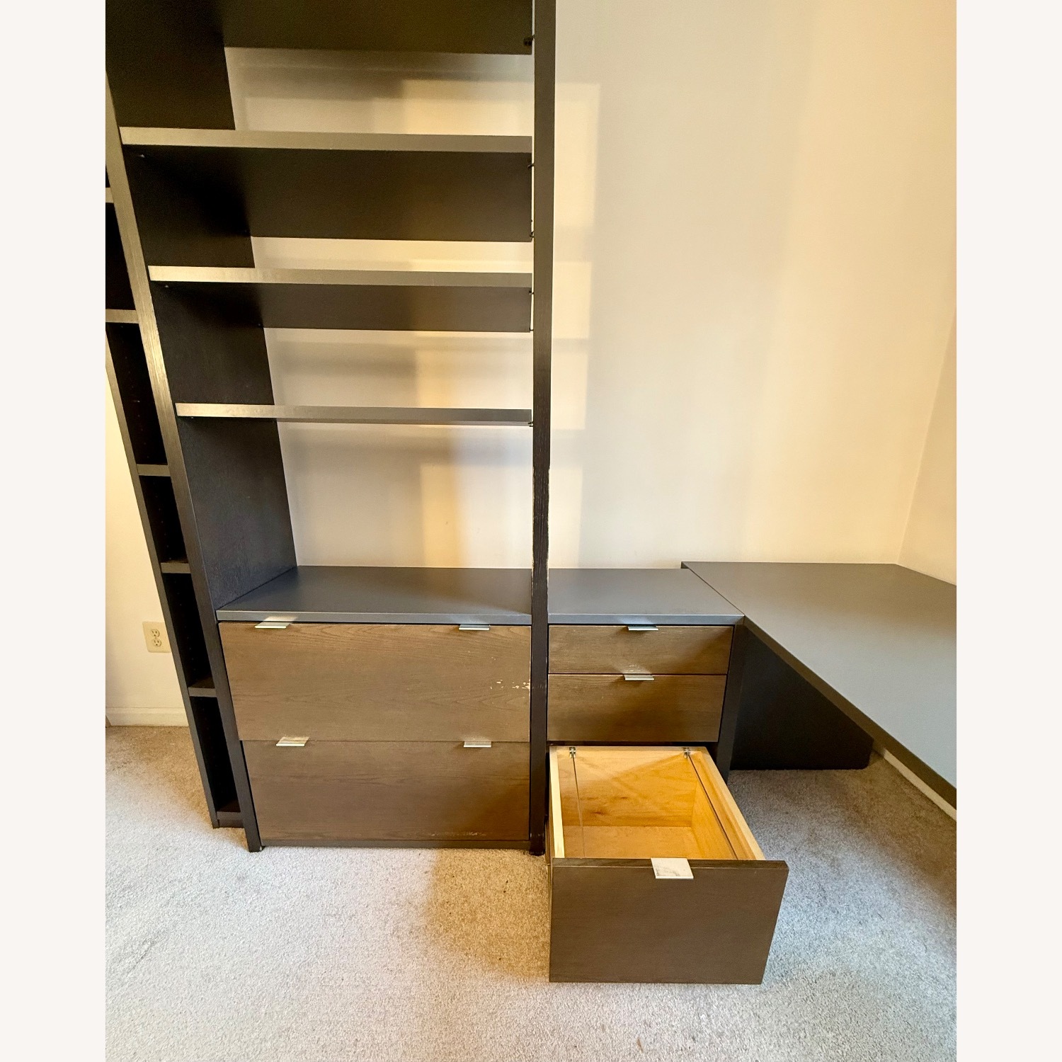 L-Shape Composite Wall Unit: Desk, Files, Shelves - image-4