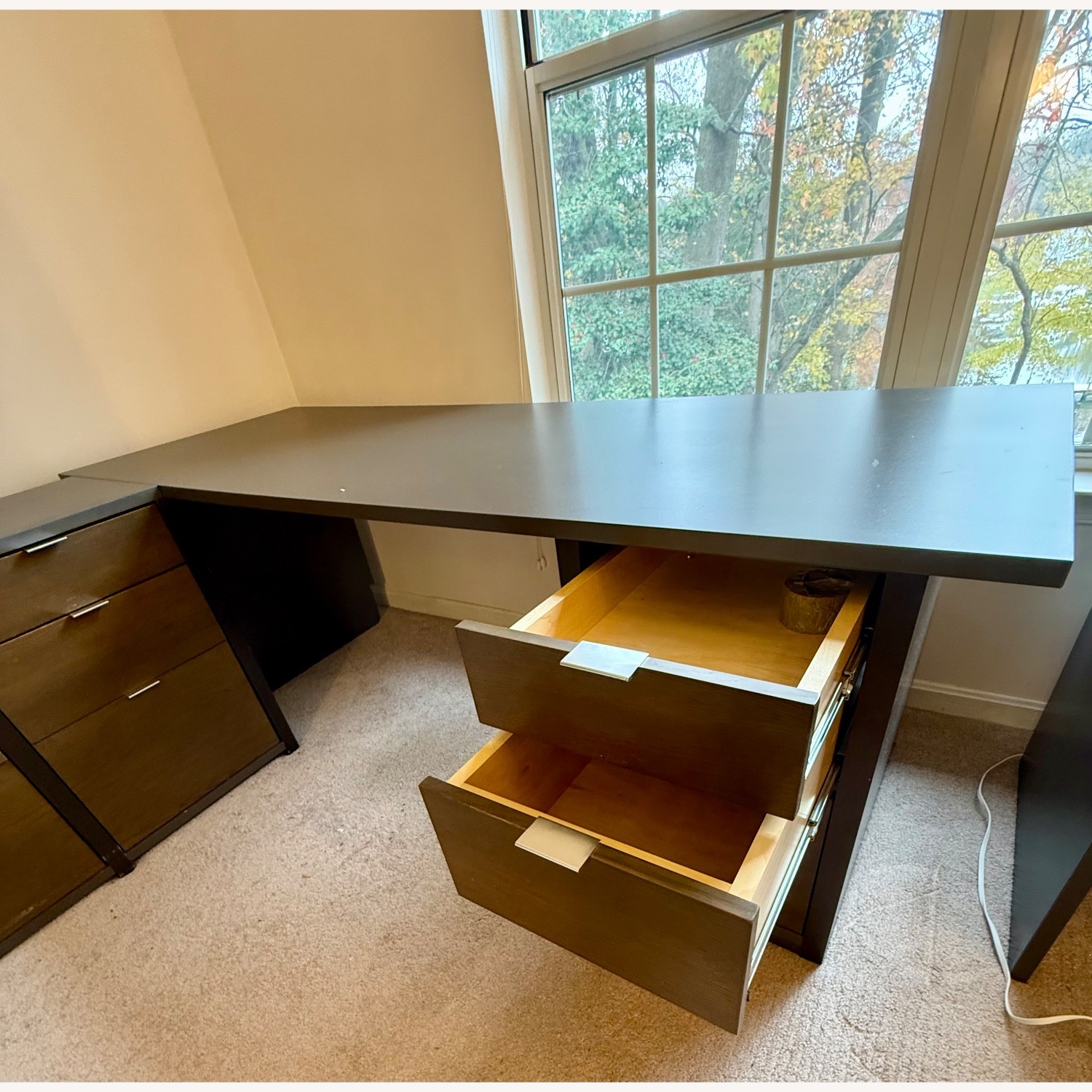 L-Shape Composite Wall Unit: Desk, Files, Shelves - image-5