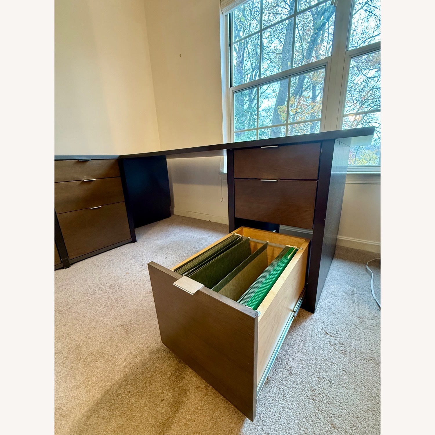 L-Shape Composite Wall Unit: Desk, Files, Shelves - image-6