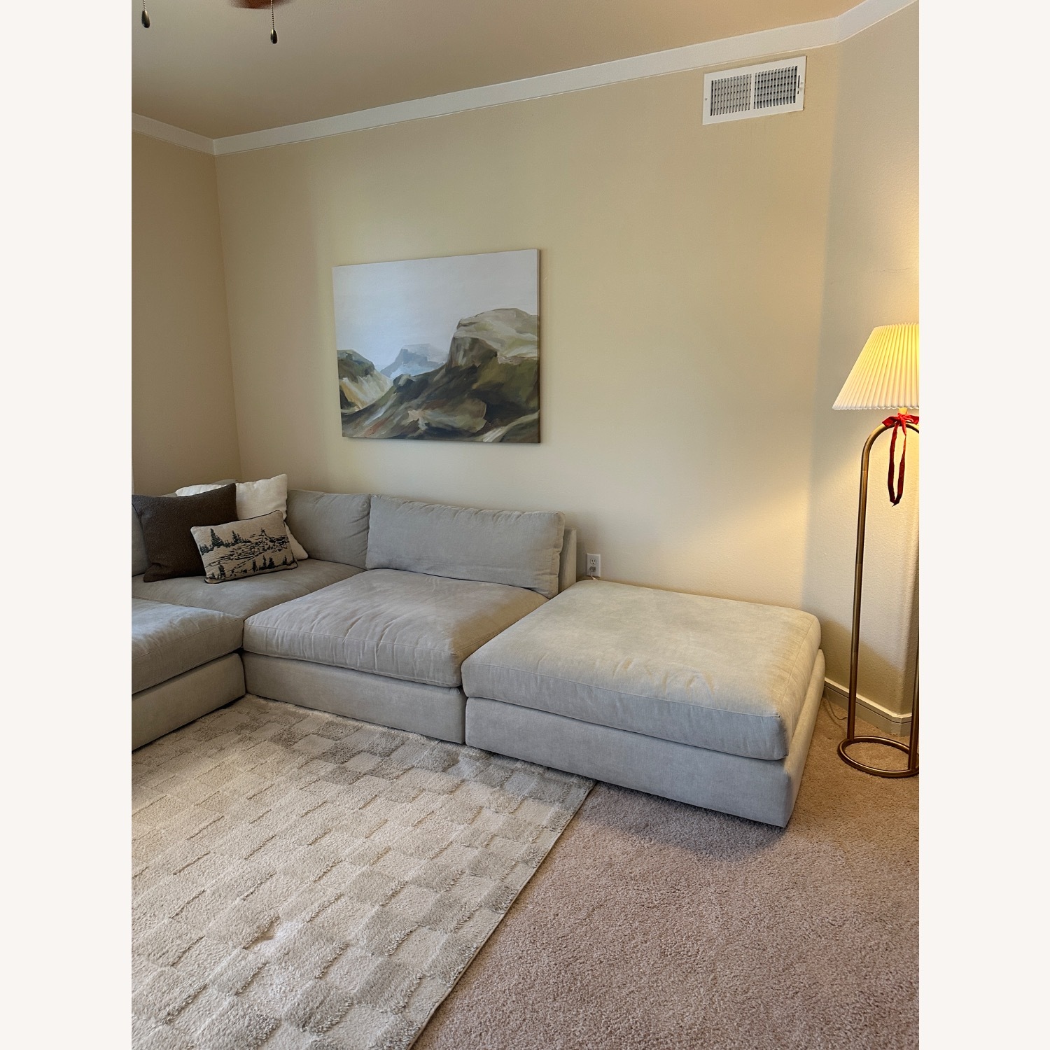 Light Gray Fabric 3+ Piece Sectional - image-4