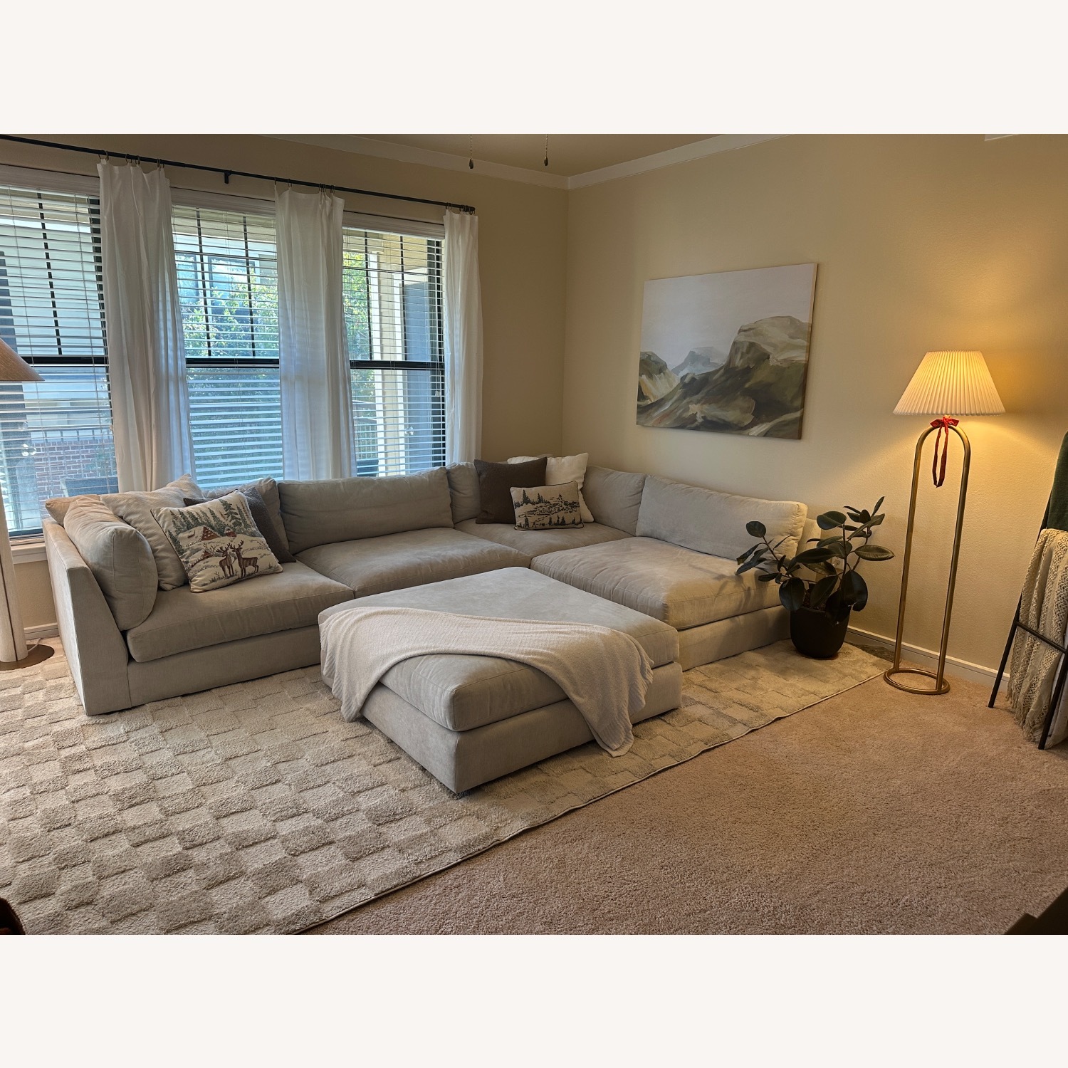 Light Gray Fabric 3+ Piece Sectional - image-5