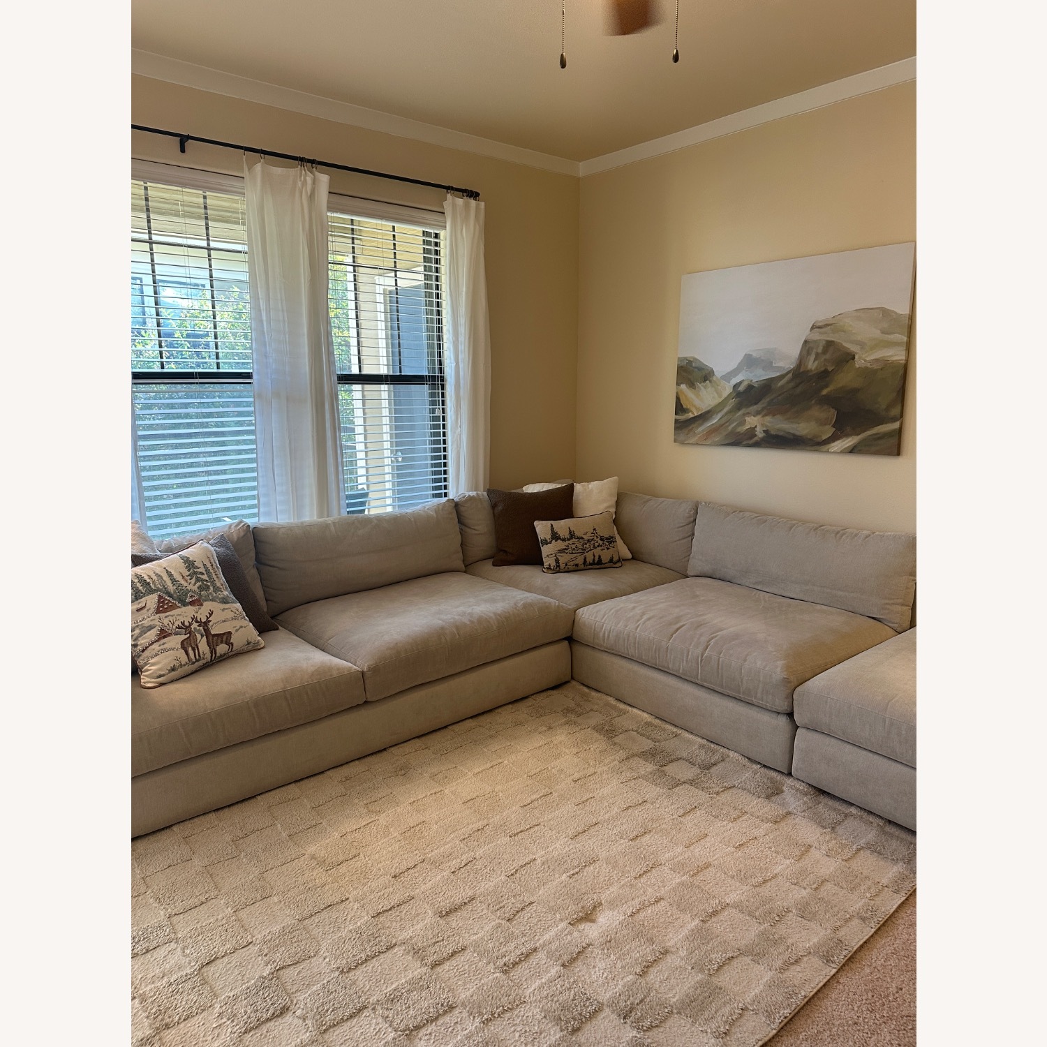 Light Gray Fabric 3+ Piece Sectional - image-3