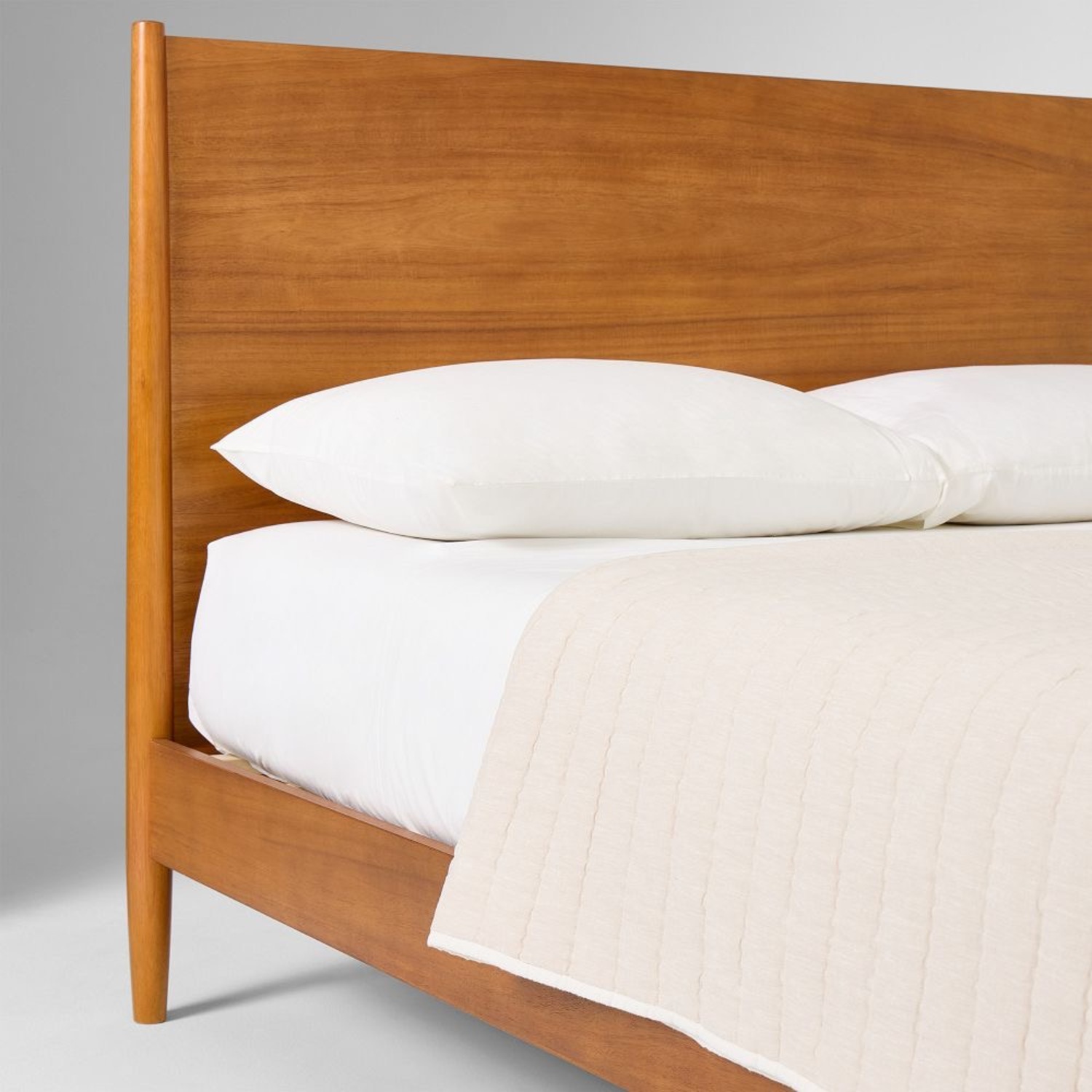 West Elm Acorn Dark Brown Wood Queen Bed - image-4