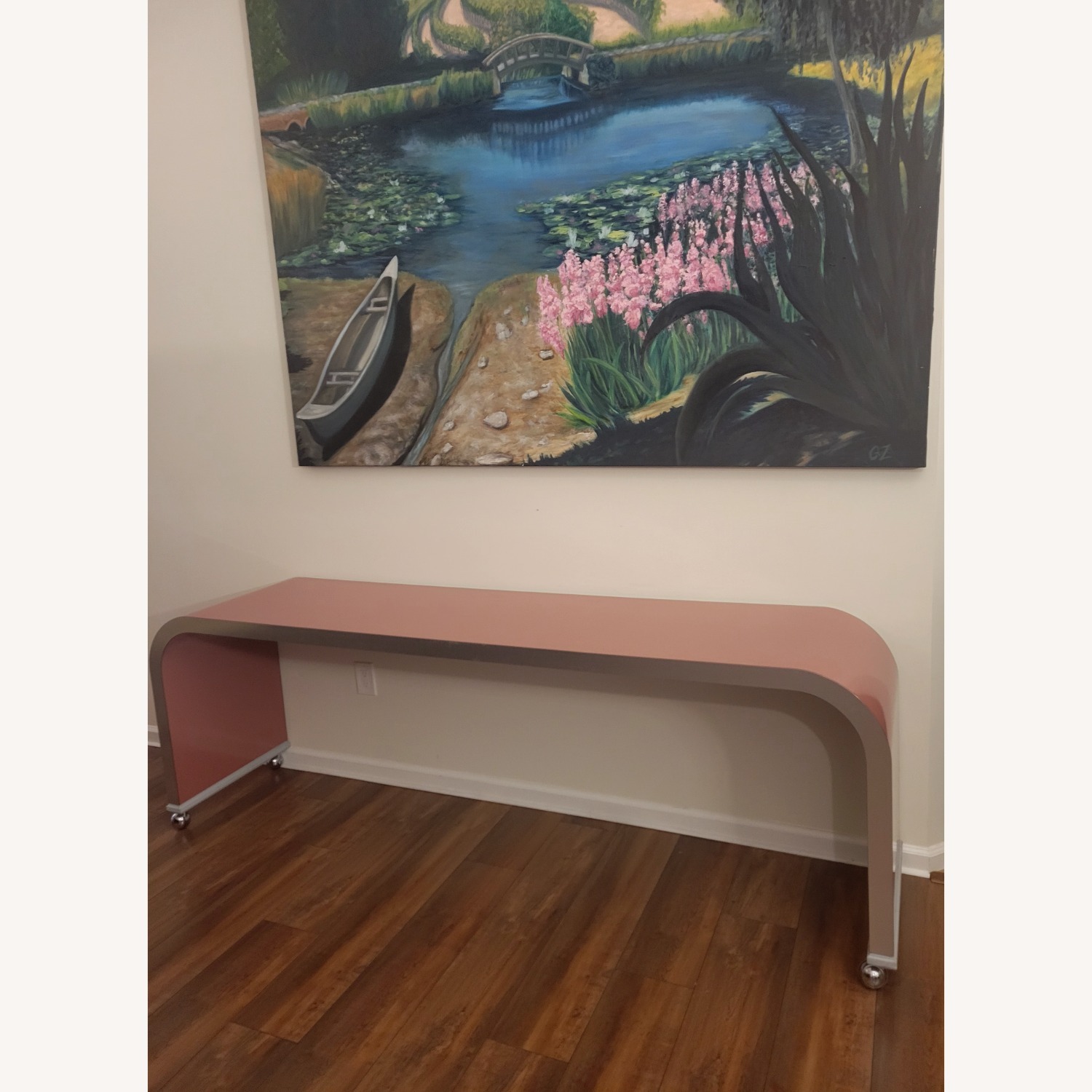 Vintage 1980's Waterfall Shape Console Table - image-8