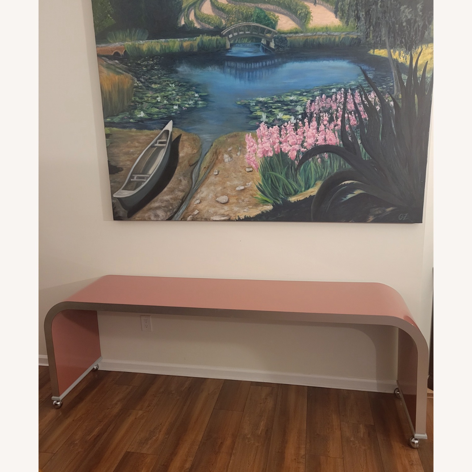 Vintage 1980's Waterfall Shape Console Table - image-4