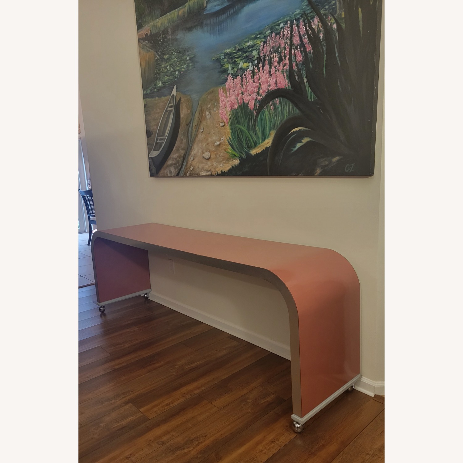 Vintage 1980's Waterfall Shape Console Table - image-2
