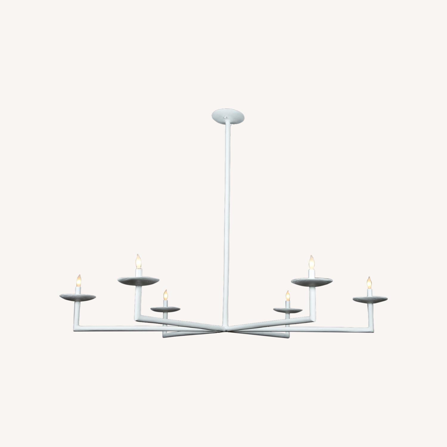 White Metal 6 Arm Chandelier - image-0