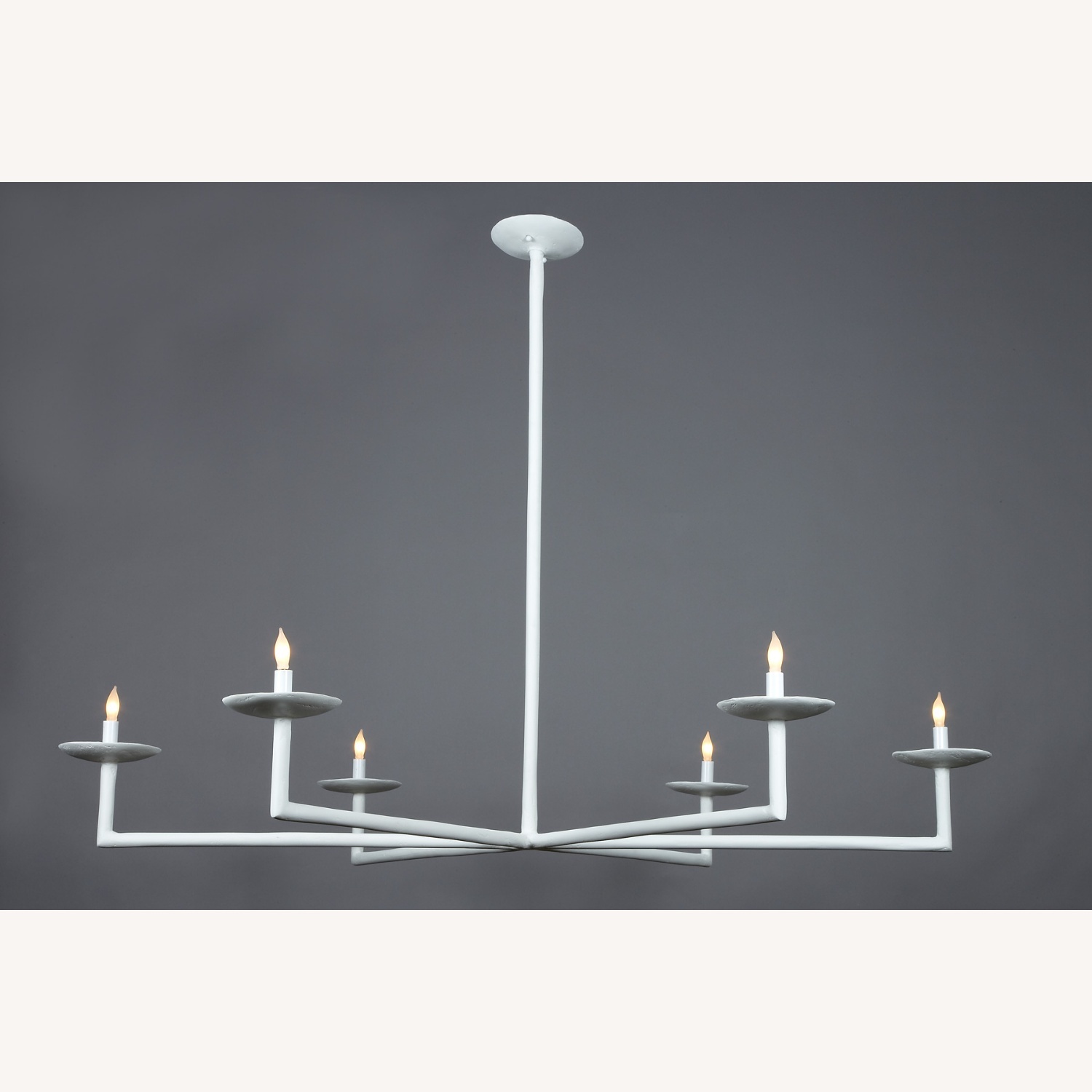 White Metal 6 Arm Chandelier - image-4