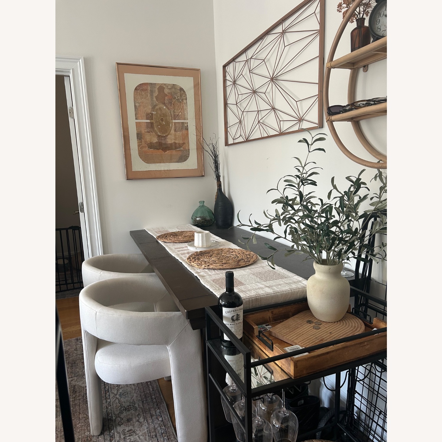 Rivova White Linen Dining Chairs - image-2