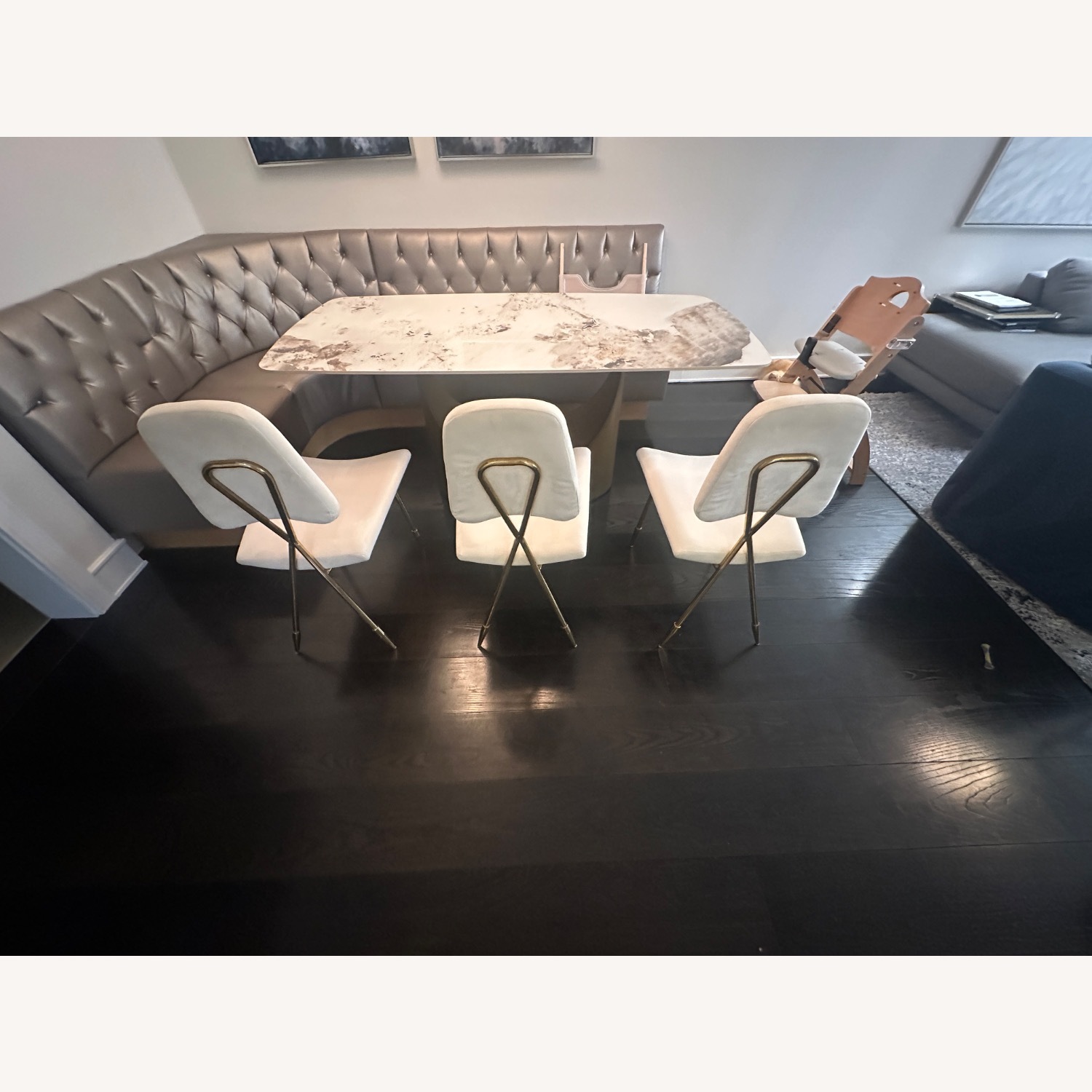 Modway Ponder White Velvet Dining Chair - image-6